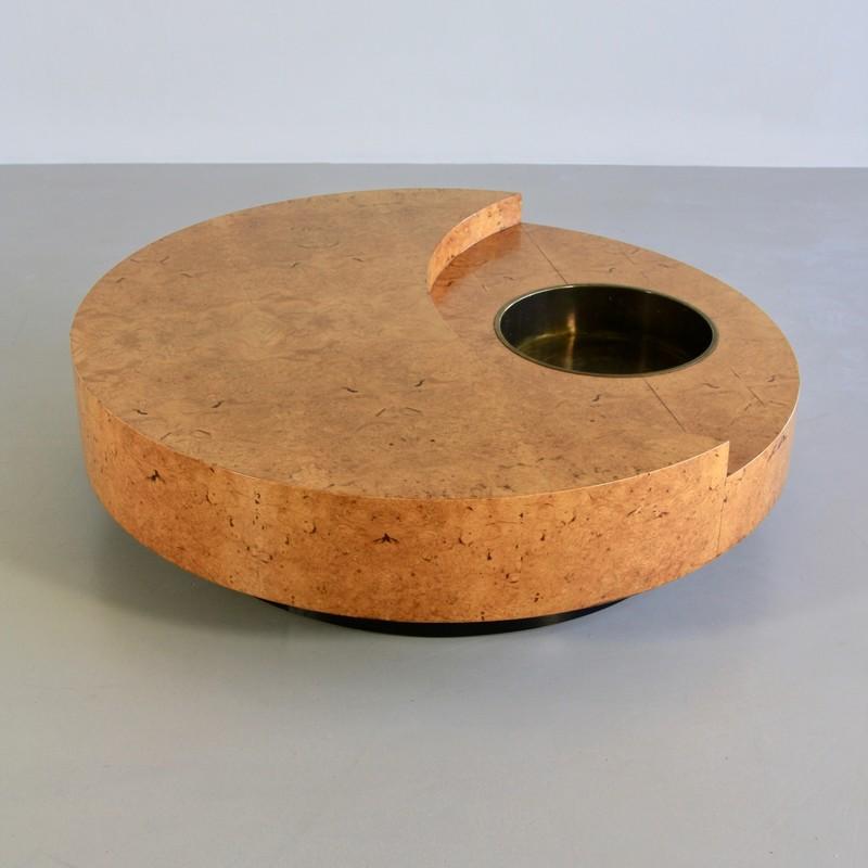 Italian Coffee Table 'Burl Wood' by Willy Rizzo, 1972, Signed