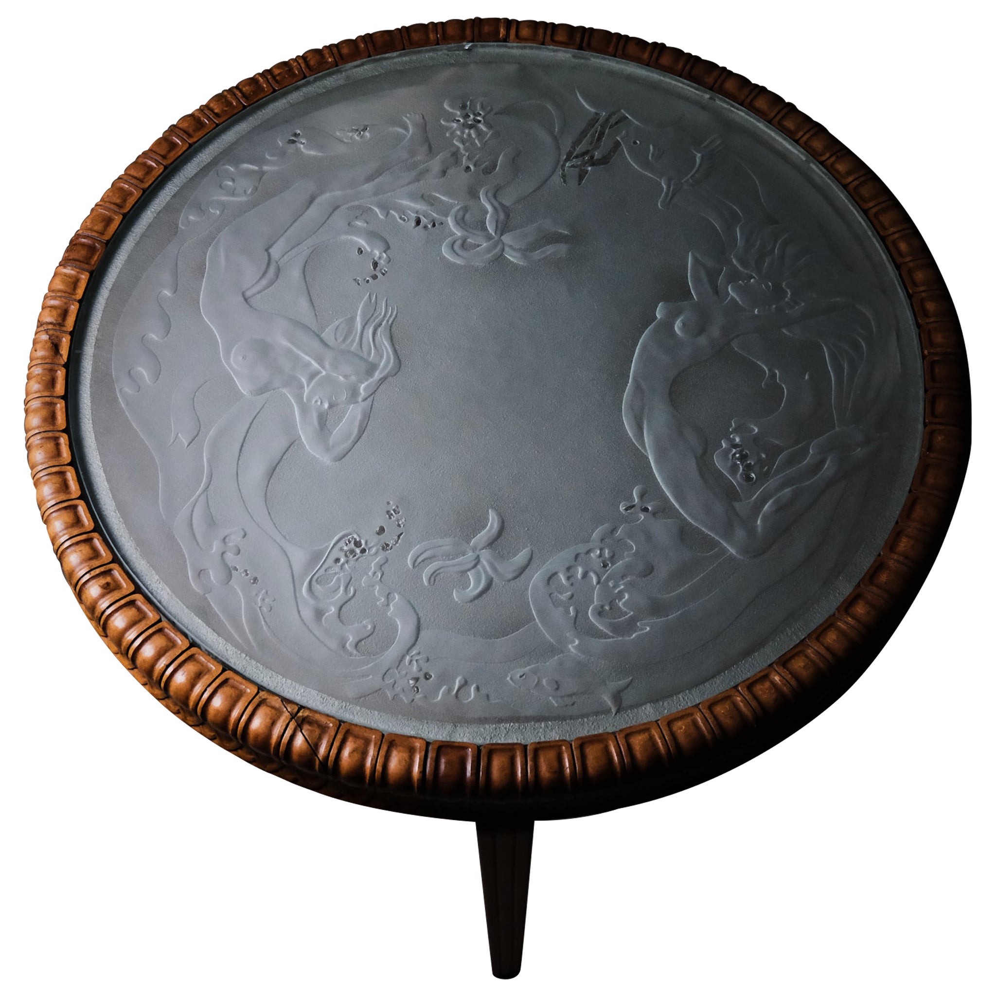 Coffee table by AB Glaskonst, Sweden, 1940s For Sale