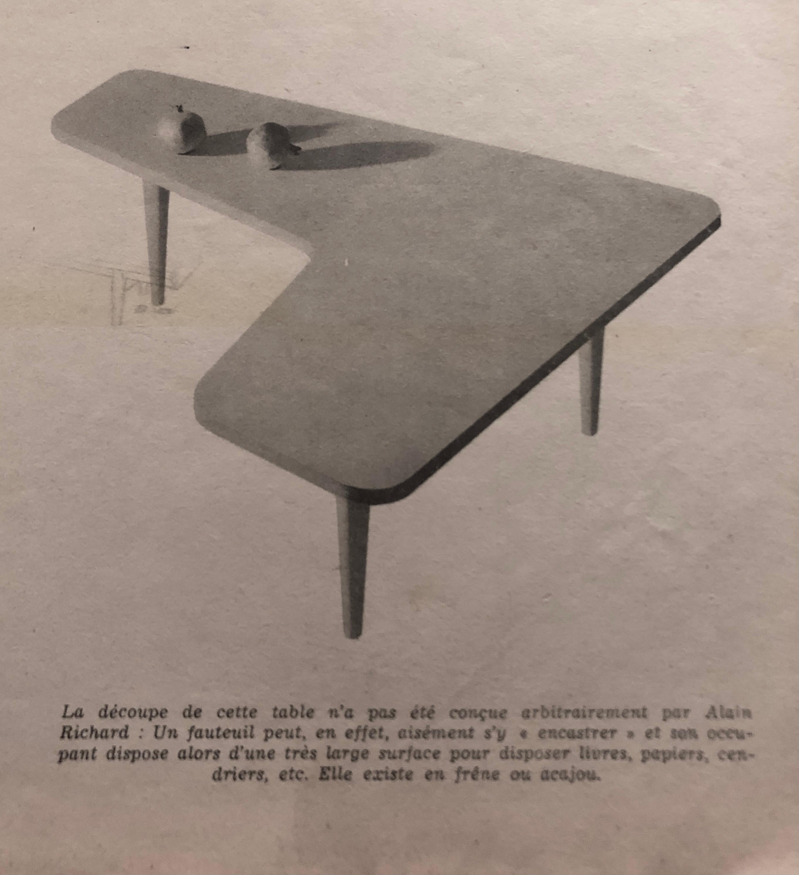 Oak Coffee Table by Alain Richard, Charron Group 4, 1954 For Sale