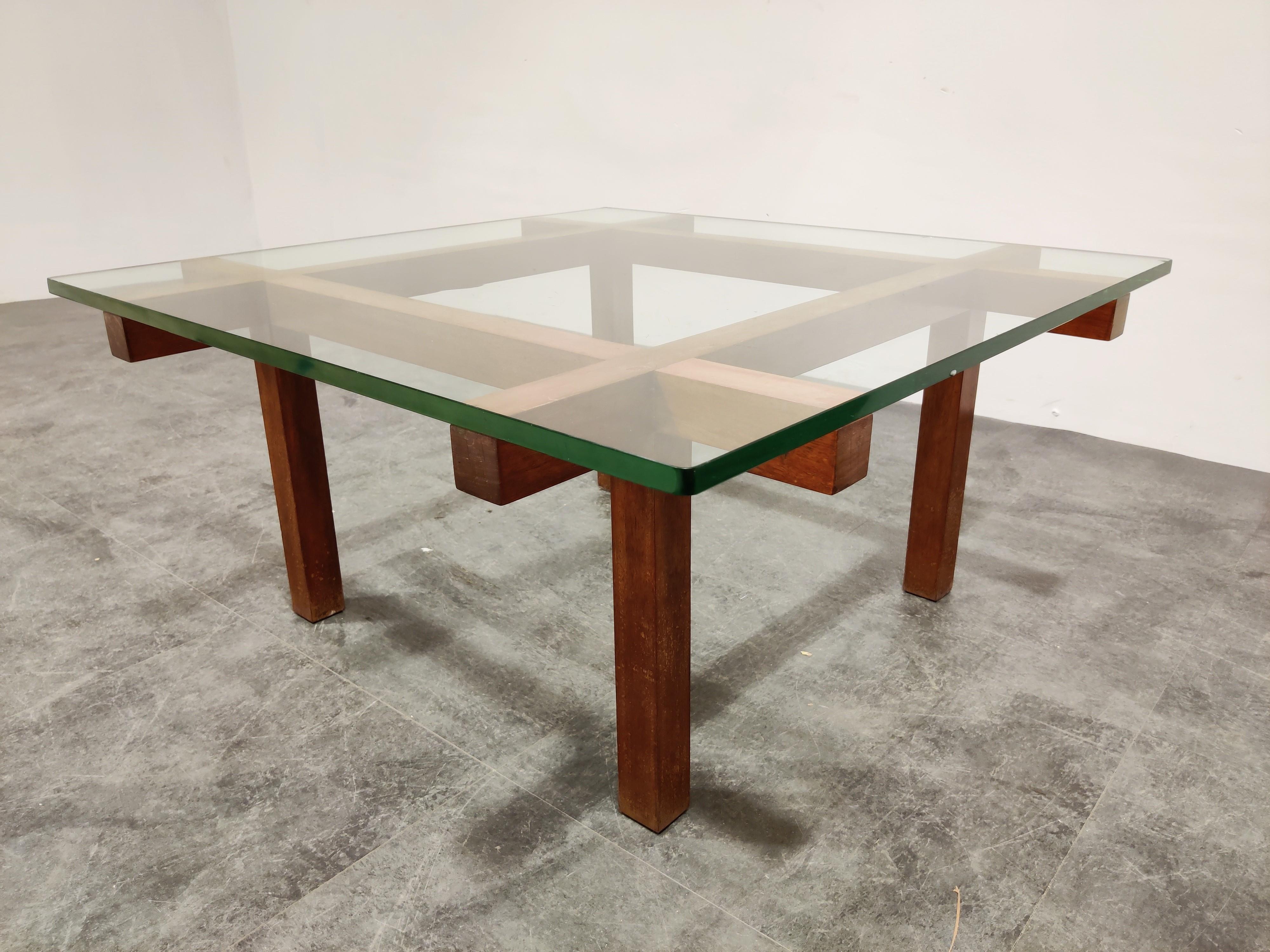 Glass Coffee Table by Alfred Hendrickx for Belform, 1960s