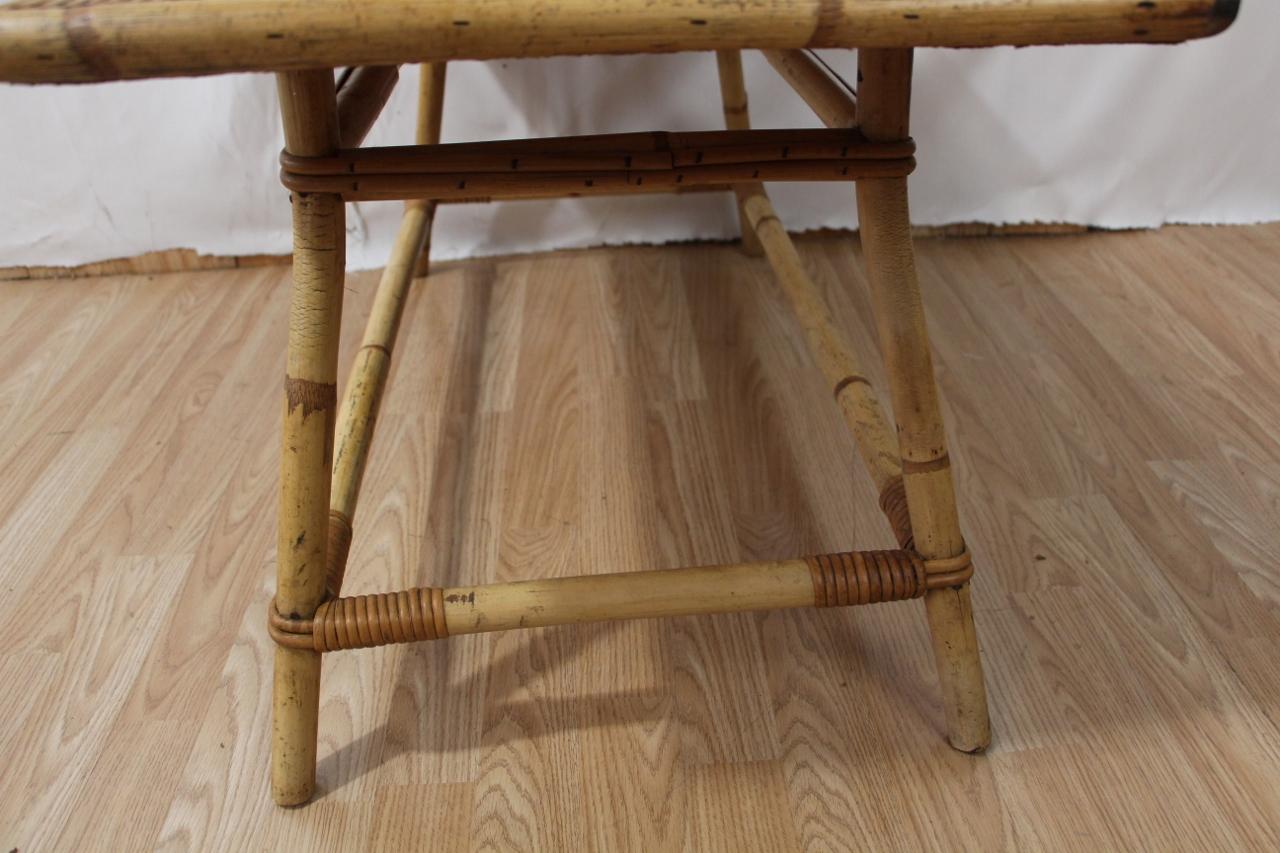 Couchtisch von Audoux Minet in Rattan und Keramik aus Vallauris Jahr 60er Jahre im Zustand „Gut“ im Angebot in Charmes, FR