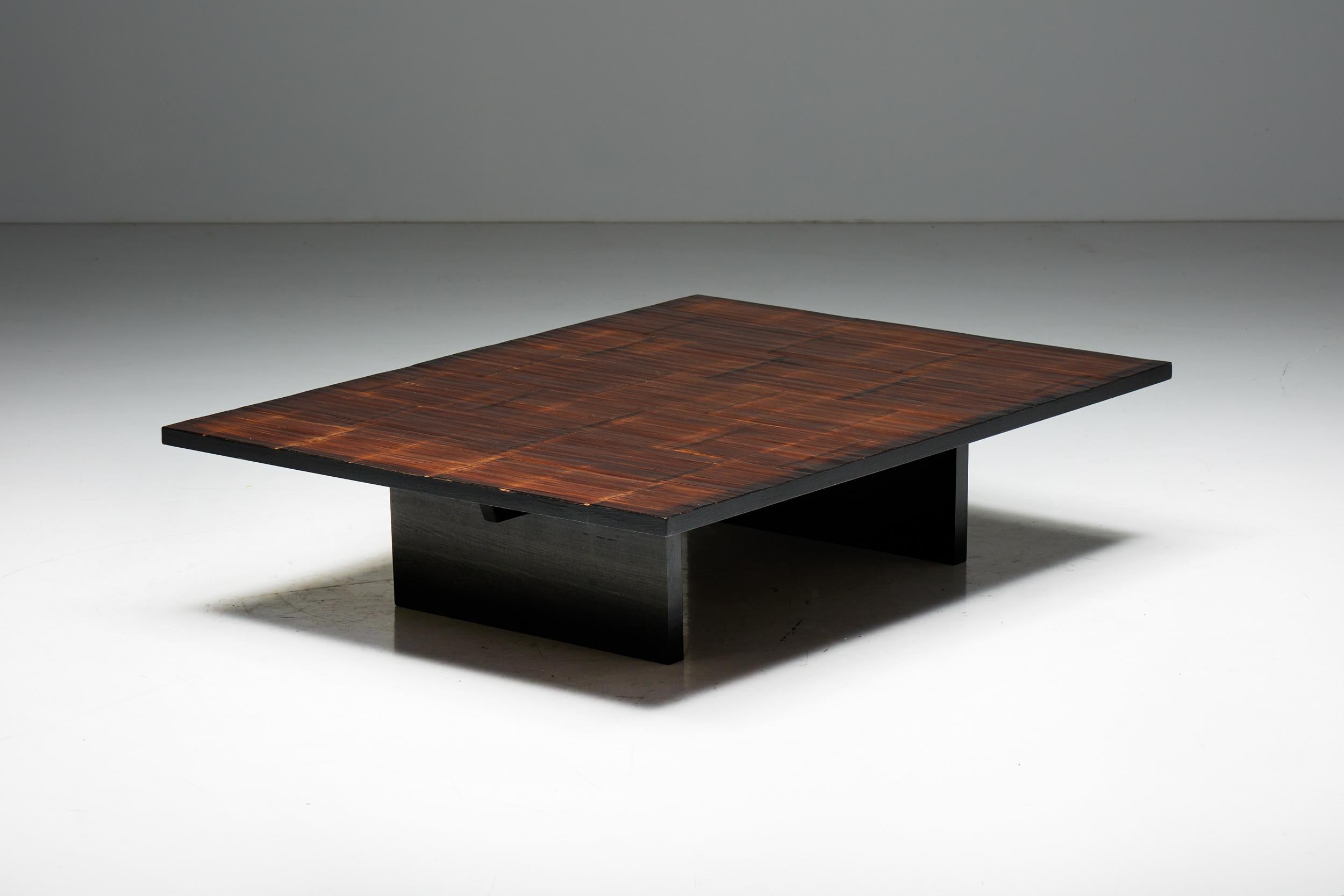 Coffee Table by Axel Vervoordt in Wengé and Bamboo, Belgium, 1980s 4