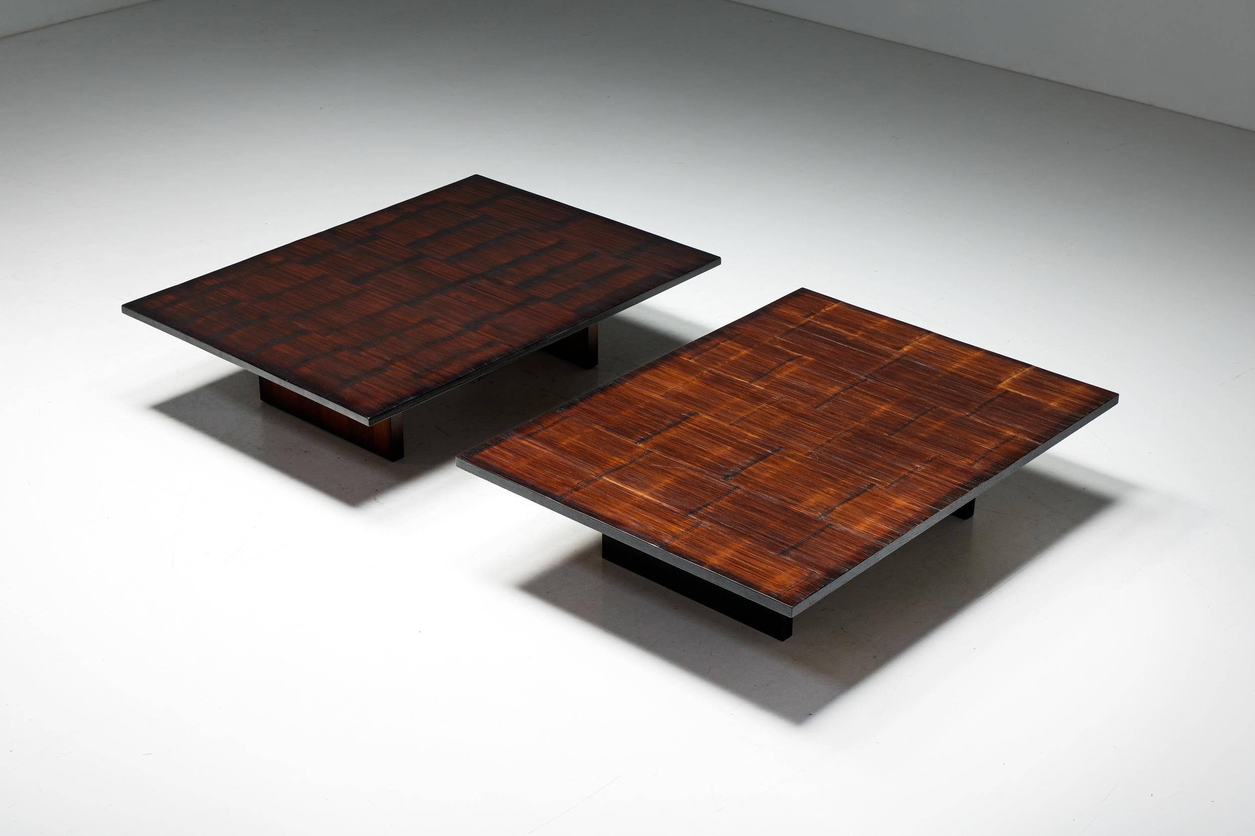 Coffee Table by Axel Vervoordt in Wengé and Bamboo, Belgium, 1980s 5
