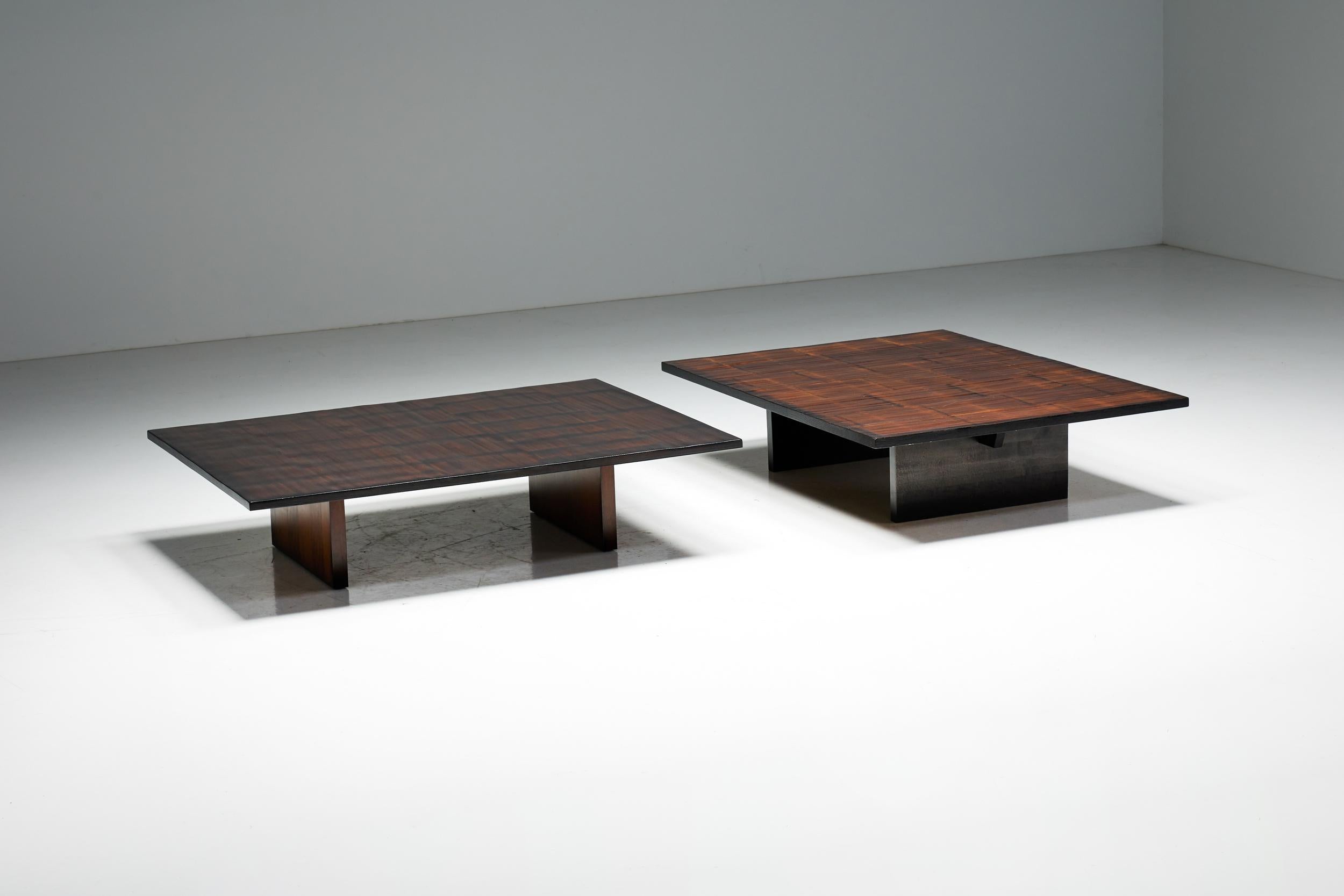 Coffee Table by Axel Vervoordt in Wengé and Bamboo, Belgium, 1980s 6