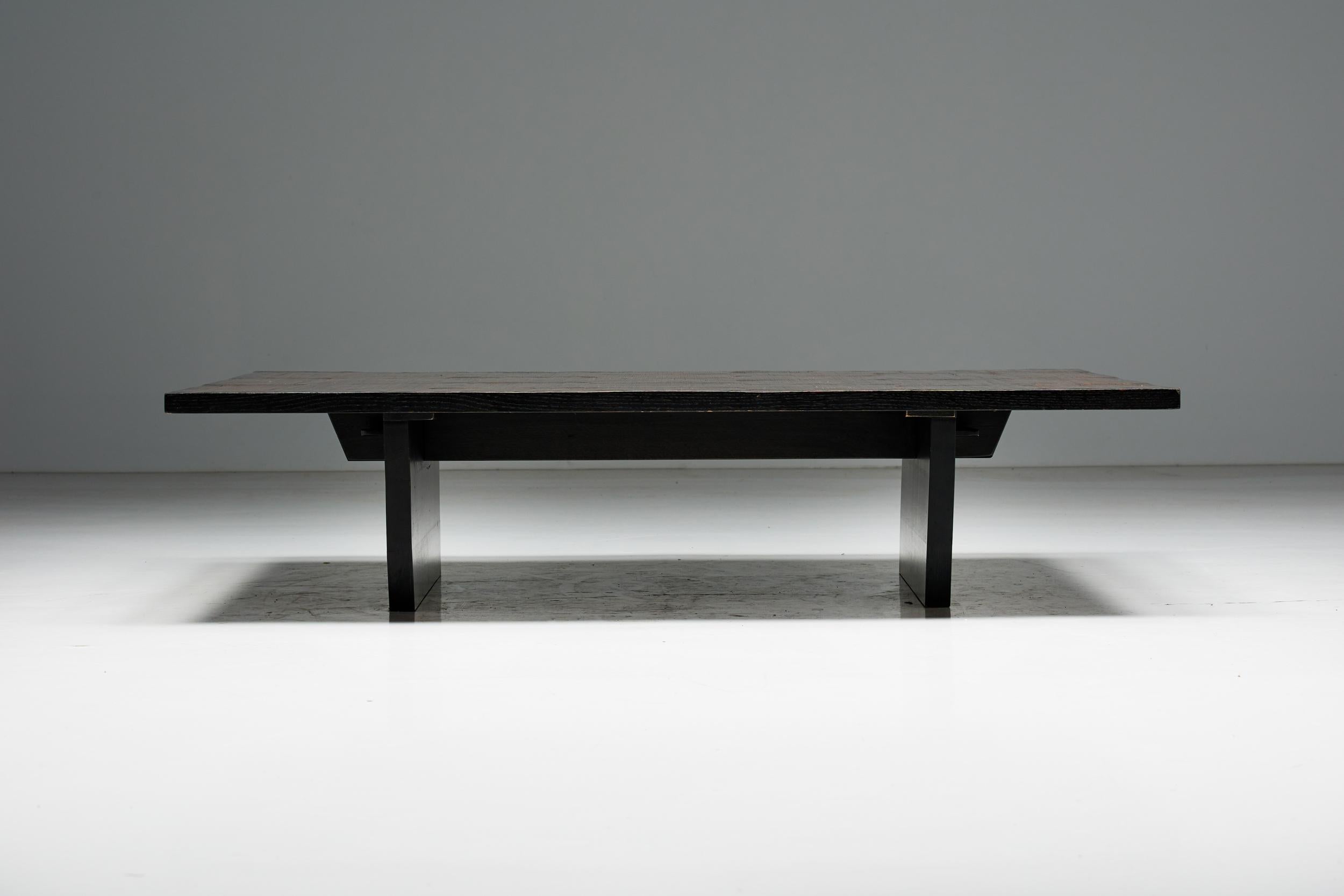 Japonisme Coffee Table by Axel Vervoordt in Wengé and Bamboo, Belgium, 1980s