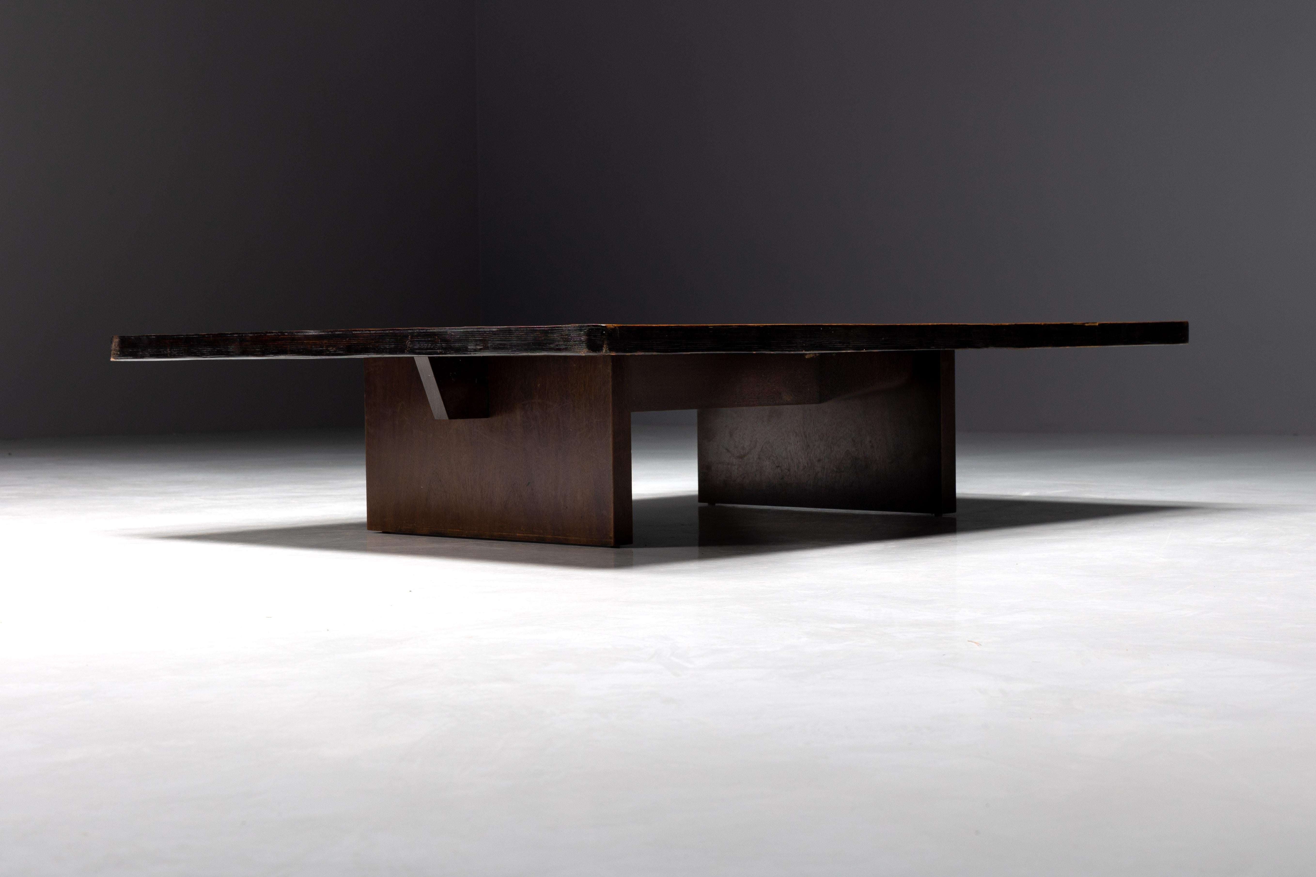 Late 20th Century Coffee Table by Axel Vervoordt in Wengé and Bamboo, Belgium, 1980s