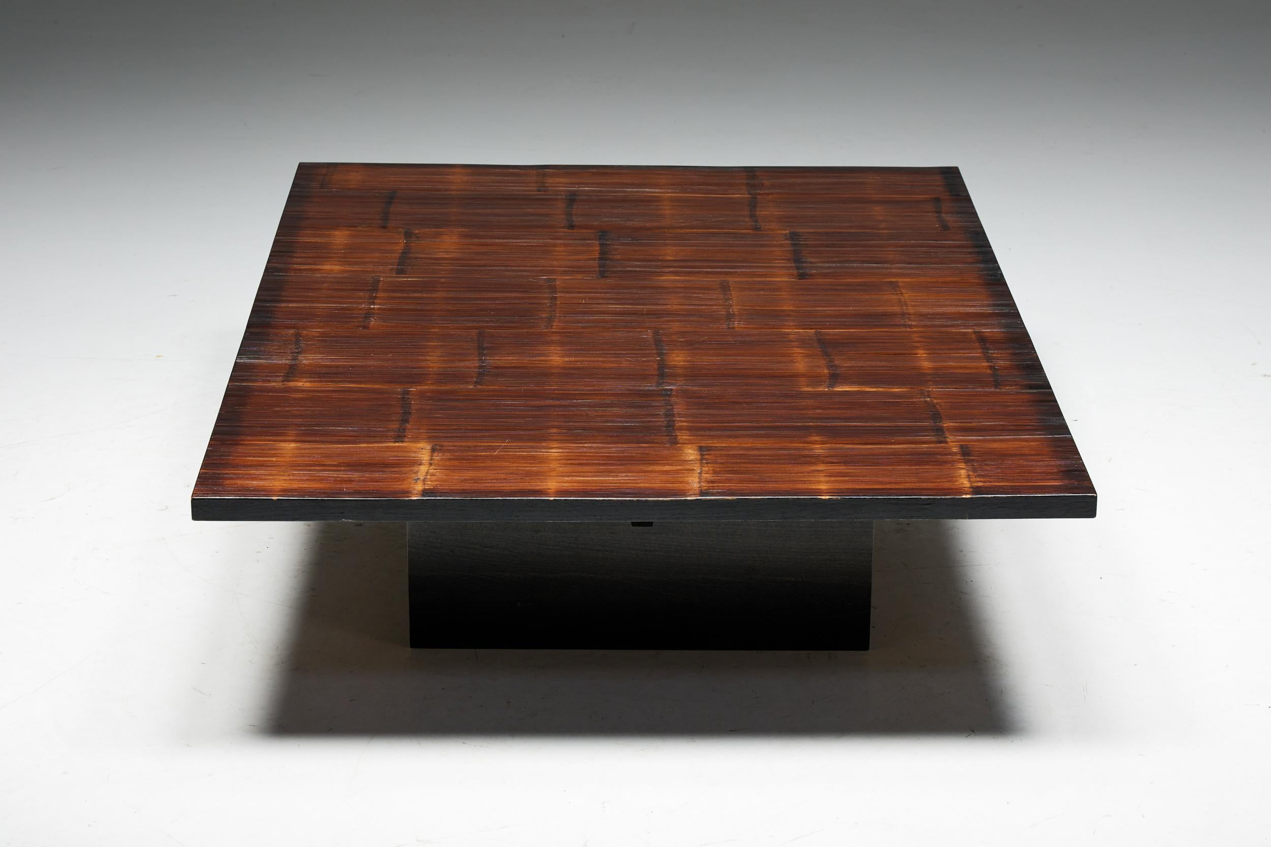 Coffee Table by Axel Vervoordt in Wengé and Bamboo, Belgium, 1980s In Excellent Condition In Antwerp, BE