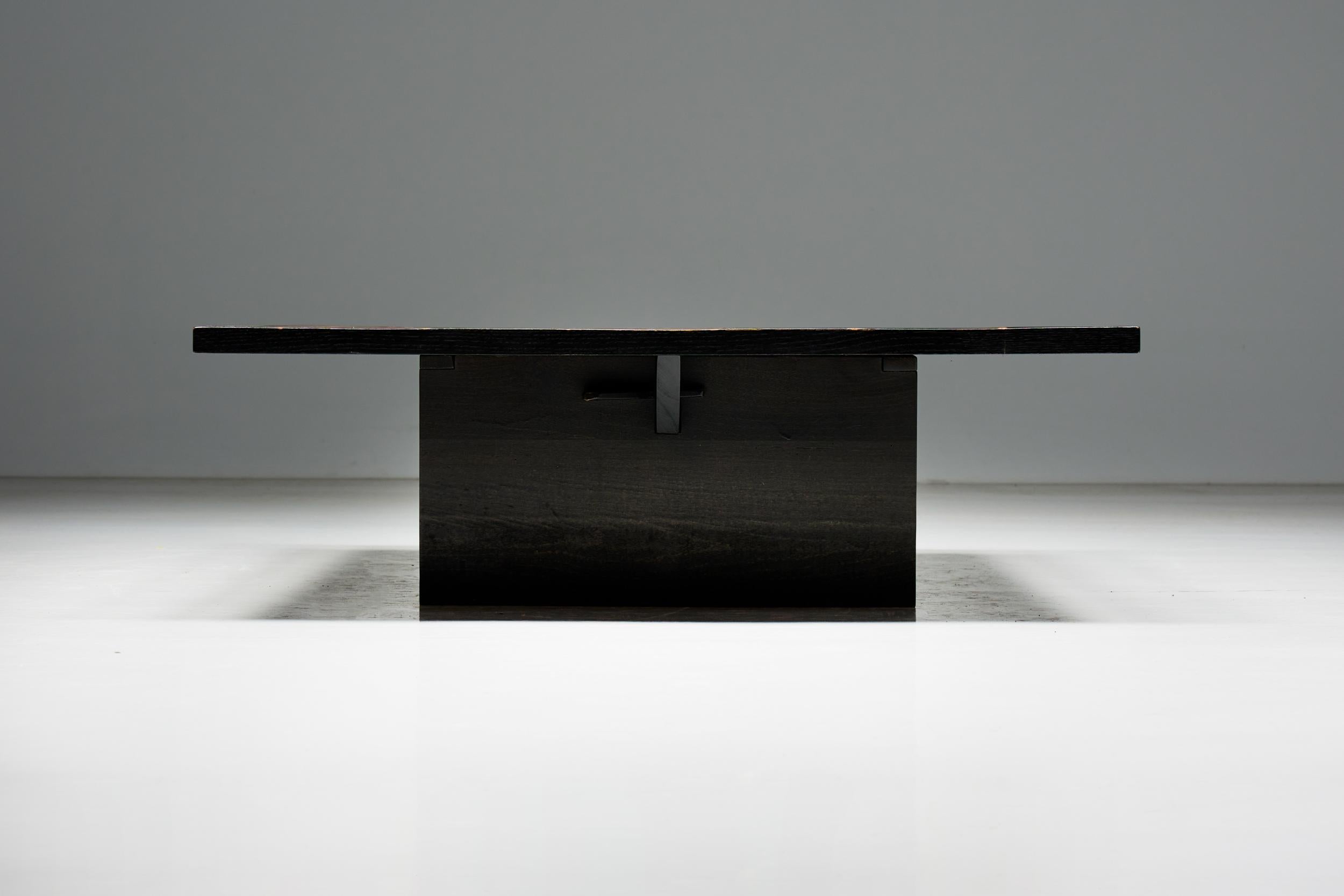 Late 20th Century Coffee Table by Axel Vervoordt in Wengé and Bamboo, Belgium, 1980s