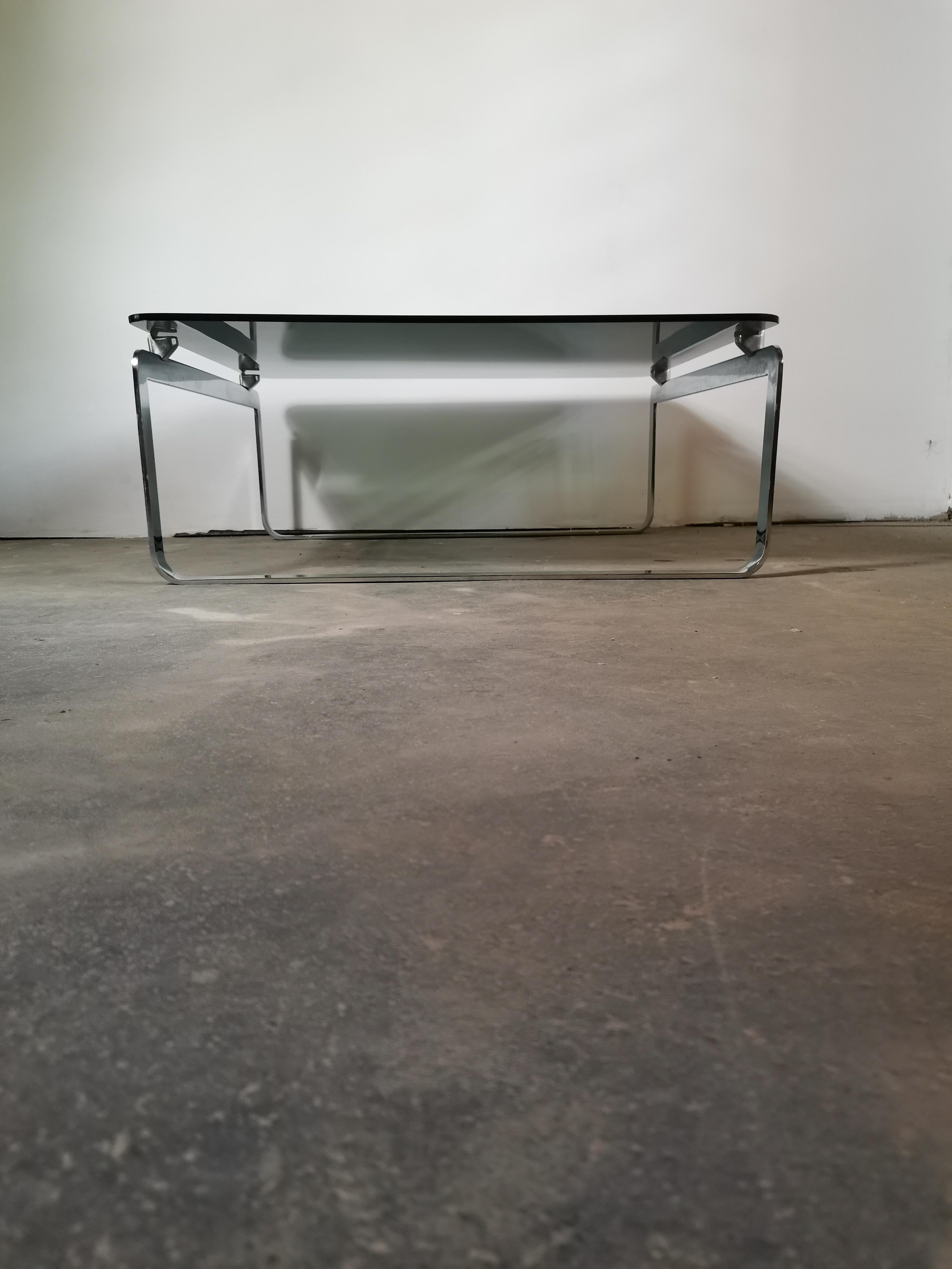 Smoked Glass Coffee Table by Bernard Govin 1960s For Sale