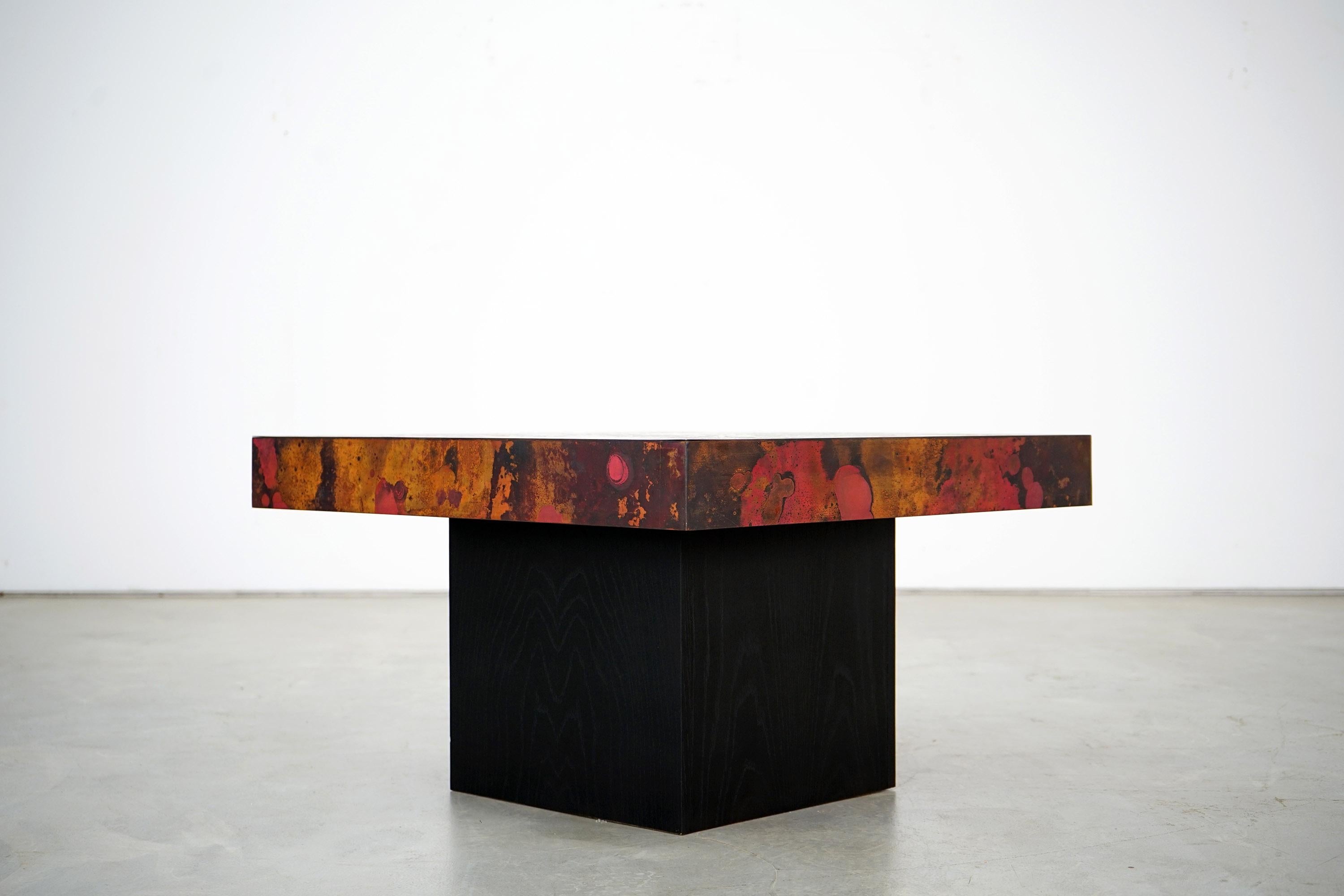 Coffee Table by Bernhard Rohne, 1966, Oxidized and Etched Copper 4