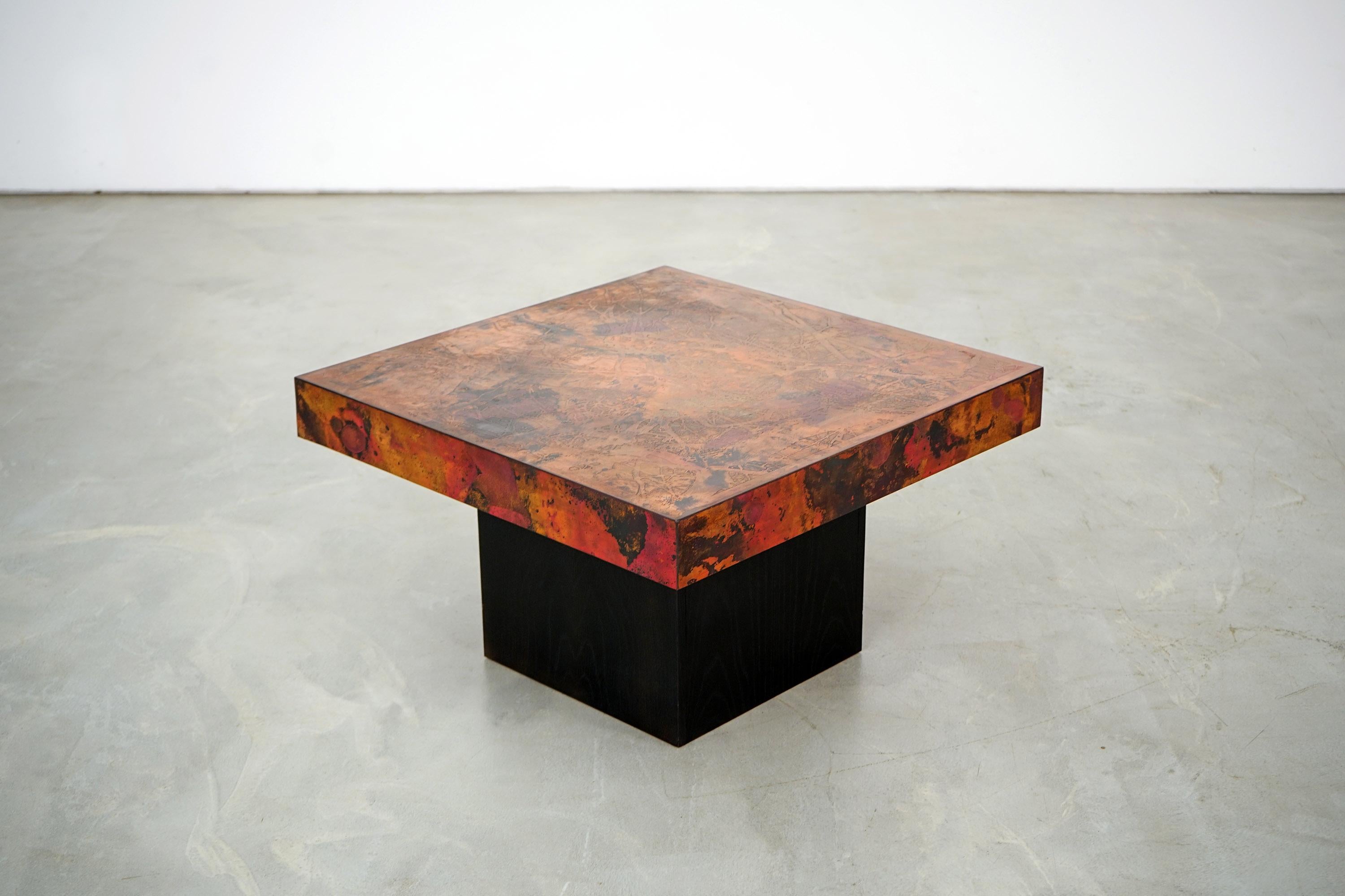 German Coffee Table by Bernhard Rohne, 1966, Oxidized and Etched Copper
