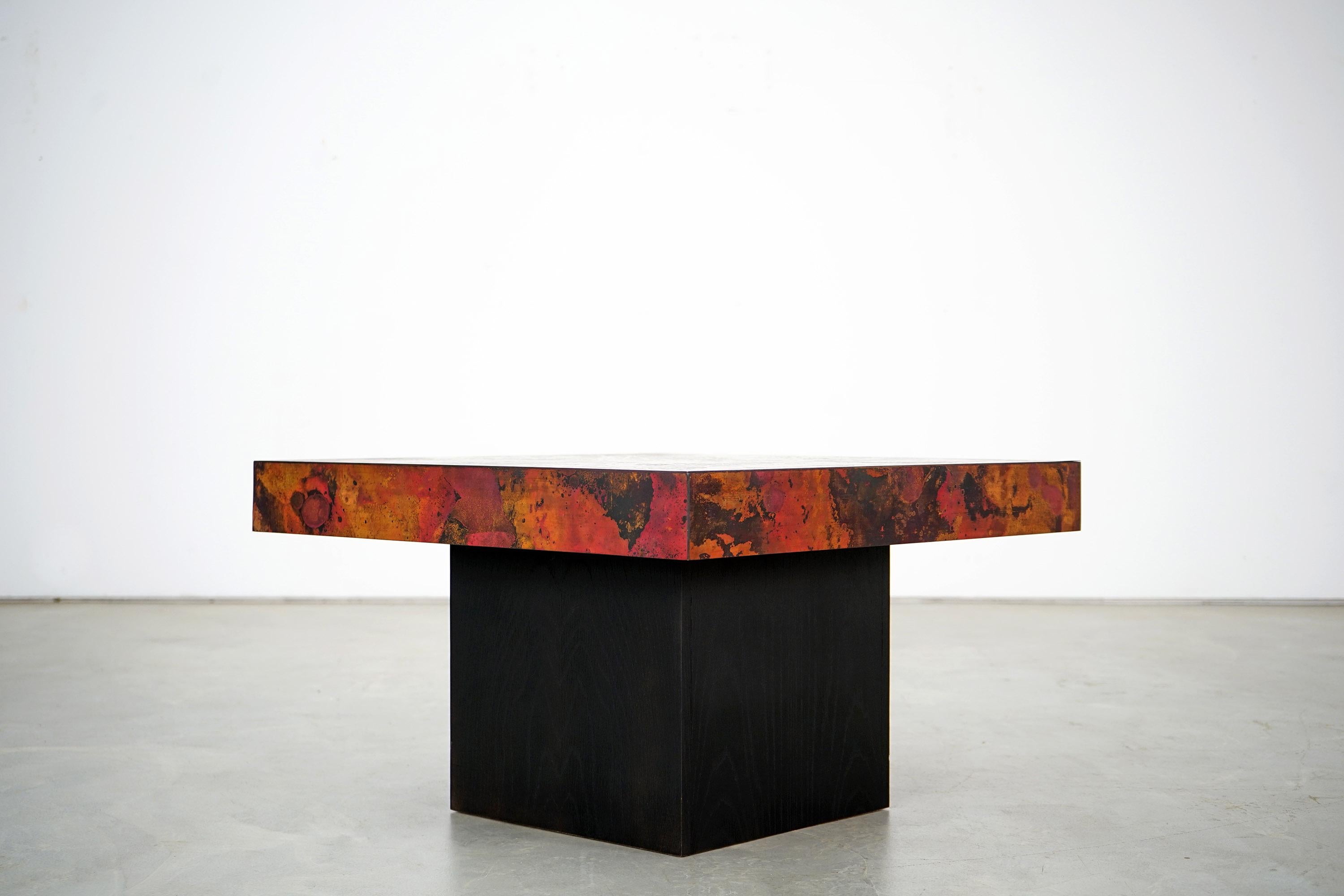 Coffee Table by Bernhard Rohne, 1966, Oxidized and Etched Copper In Excellent Condition In Munster, NRW
