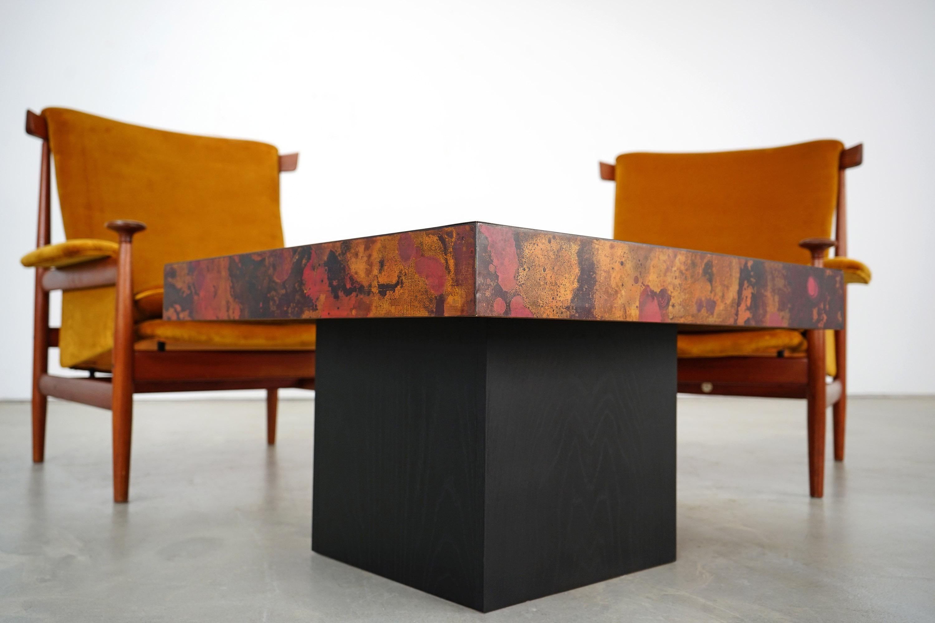 Coffee Table by Bernhard Rohne, 1966, Oxidized and Etched Copper 1