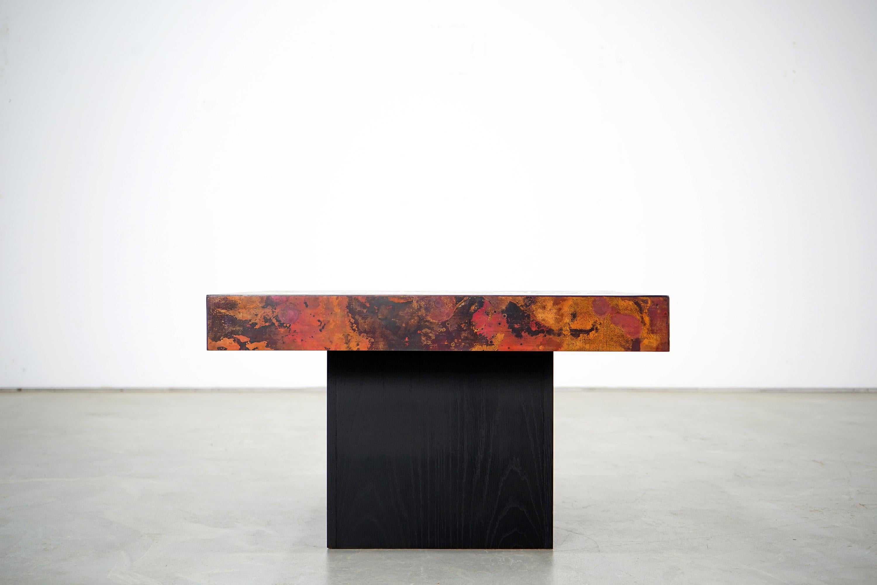 Coffee Table by Bernhard Rohne, 1966, Oxidized and Etched Copper 2