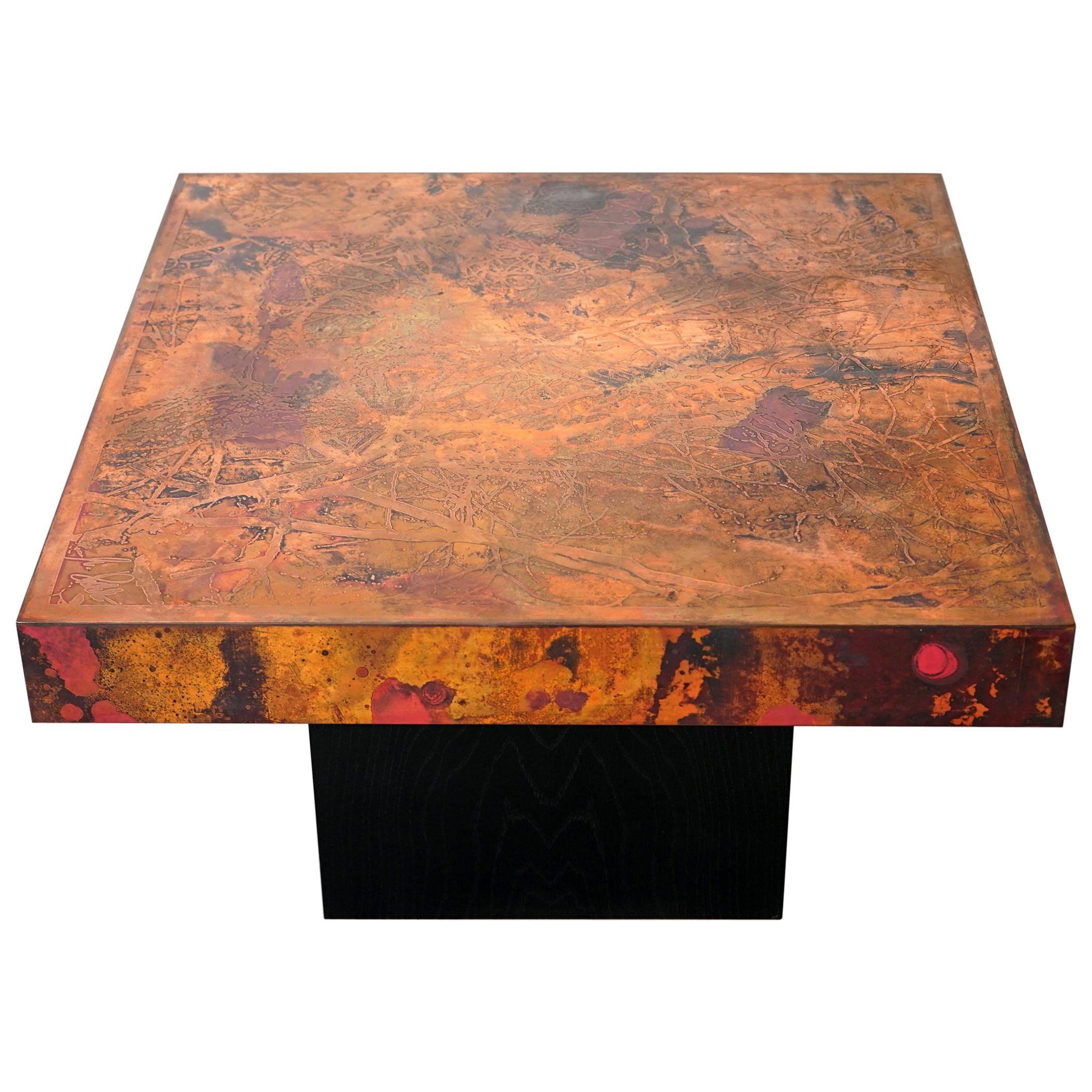 Coffee Table by Bernhard Rohne, 1966, Oxidized and Etched Copper