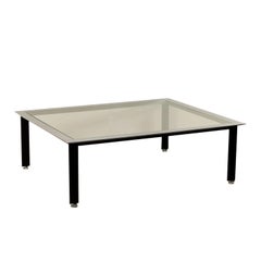 Coffee Table by Caccia Dominioni Lacquered Wood Chromed Brass Glass