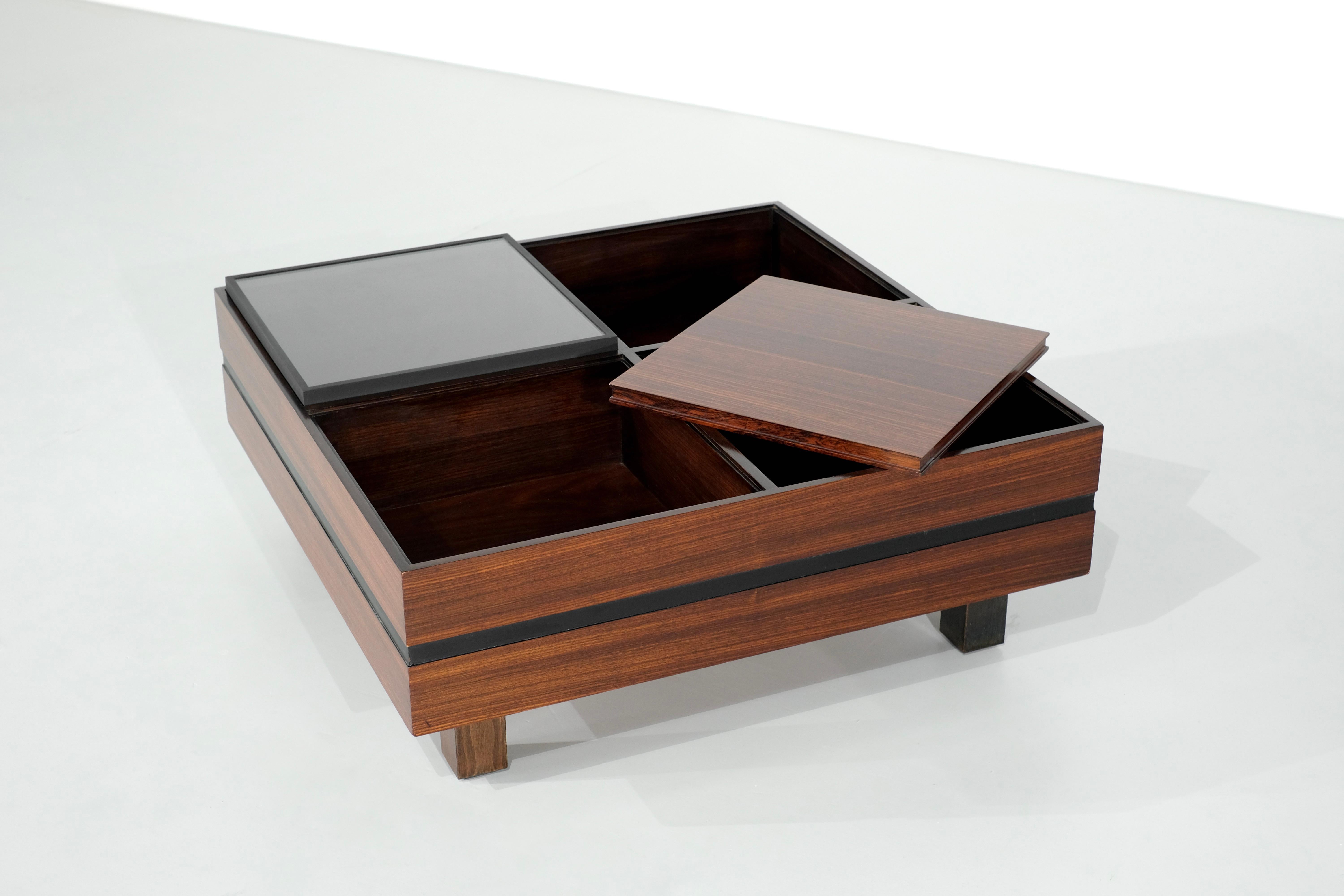 Wood Coffee table by Carlo Hauner for Forma Italy 1960's. For Sale