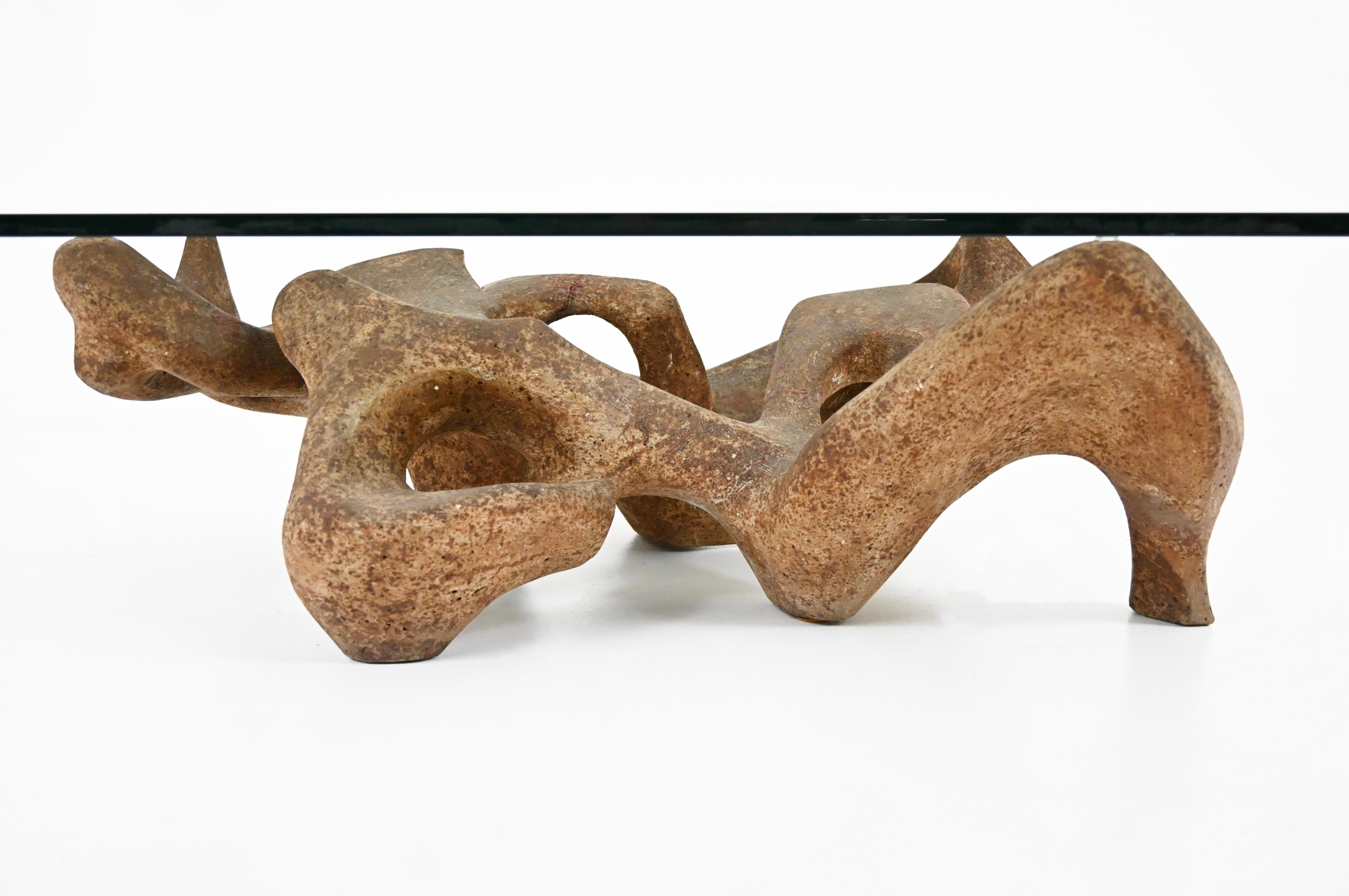 Glass Coffee table by Claudio Trevi, 1970s For Sale