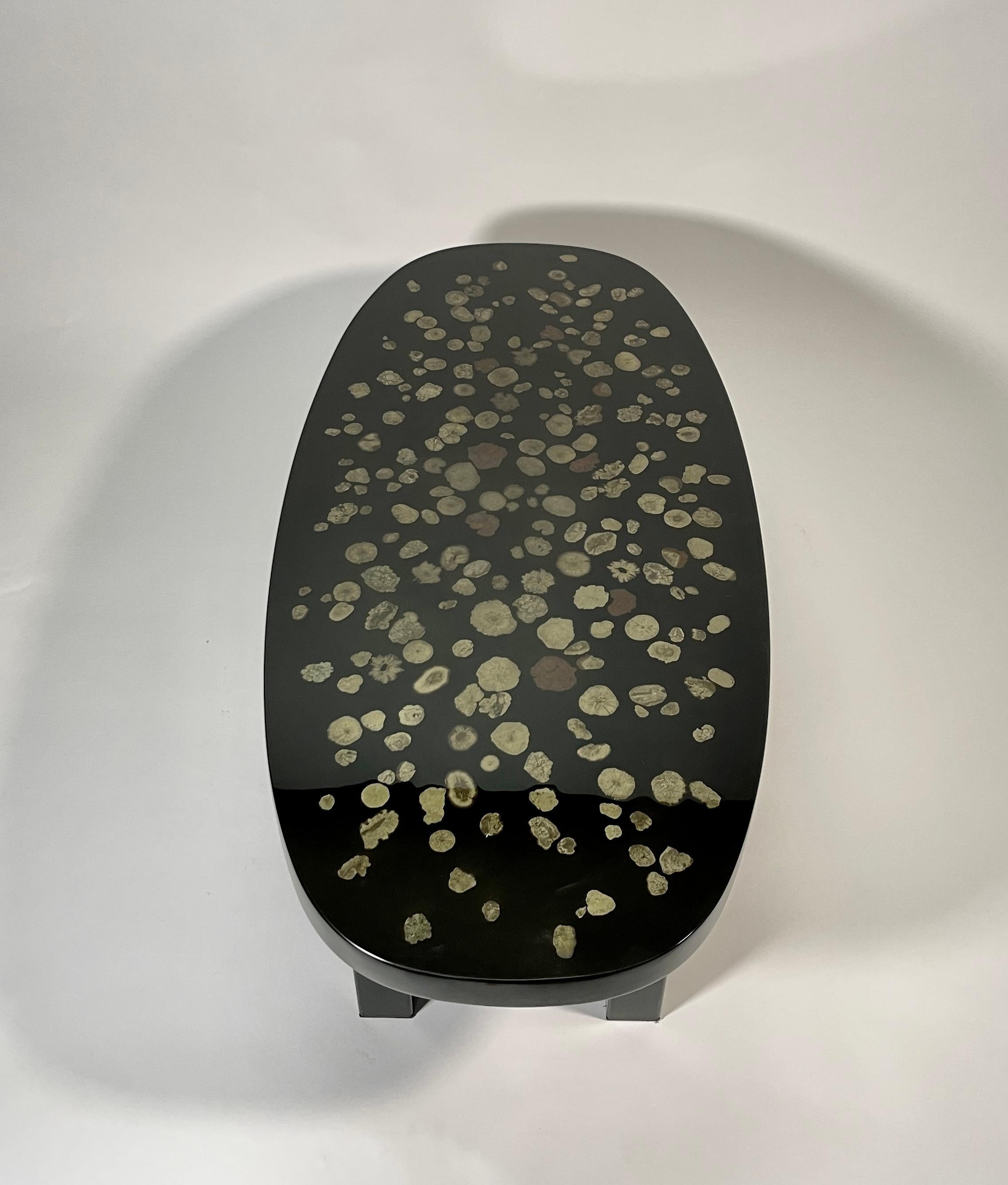 Belgian Coffee Table by E. Allemeersch Black Resin and Marcassite