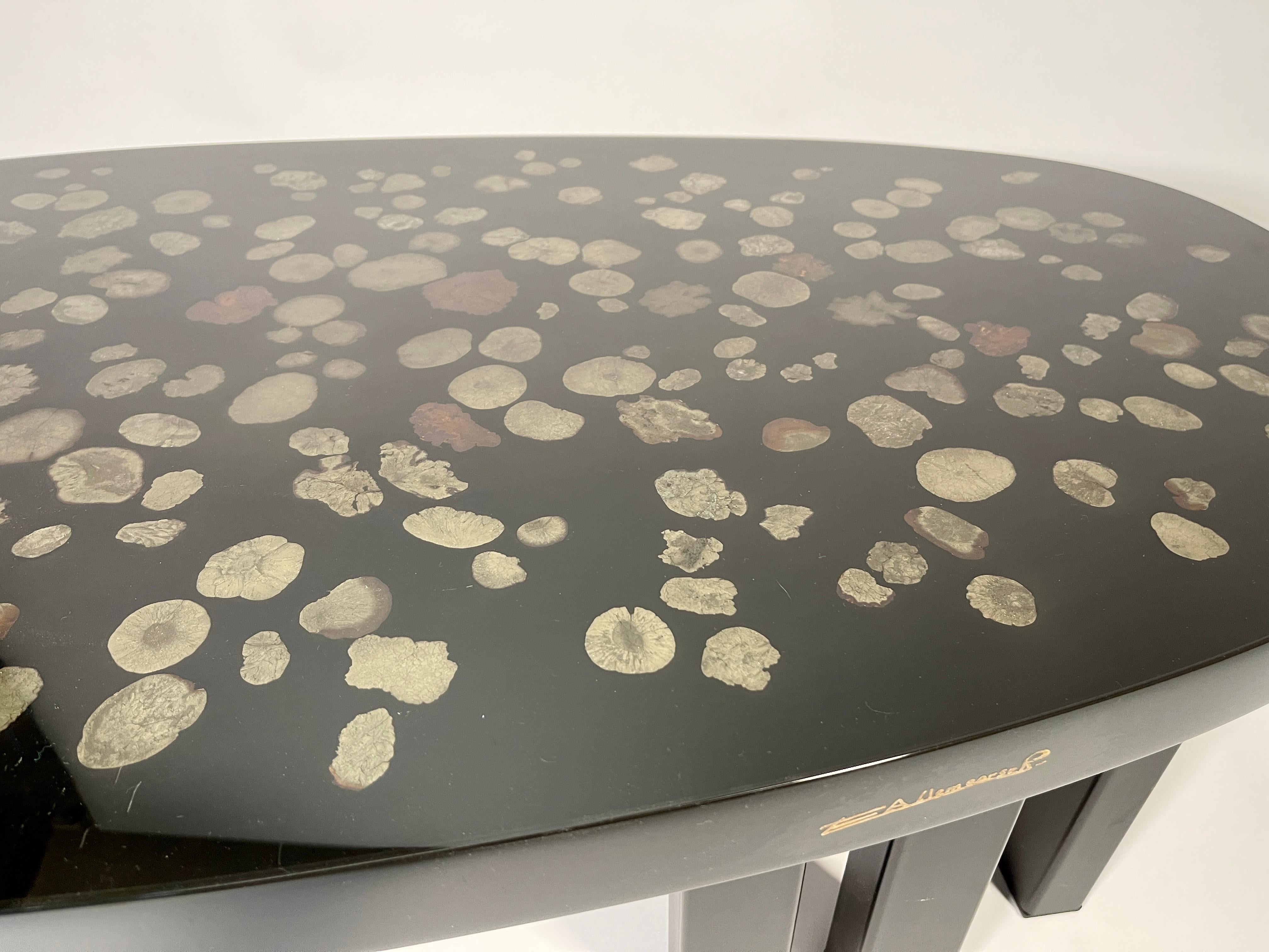 Inlay Coffee Table by E. Allemeersch Black Resin and Marcassite