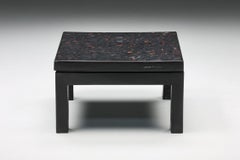 Couchtisch von Etienne Allemeersch, rechteckig, mit Fossil-Intarsien, 1970er Jahre