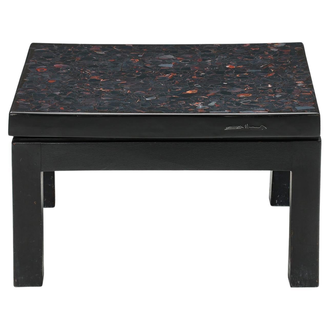 Coffee Table by Etienne Allemeersch, Rectangular, with Fossil Inlay, 1970's For Sale