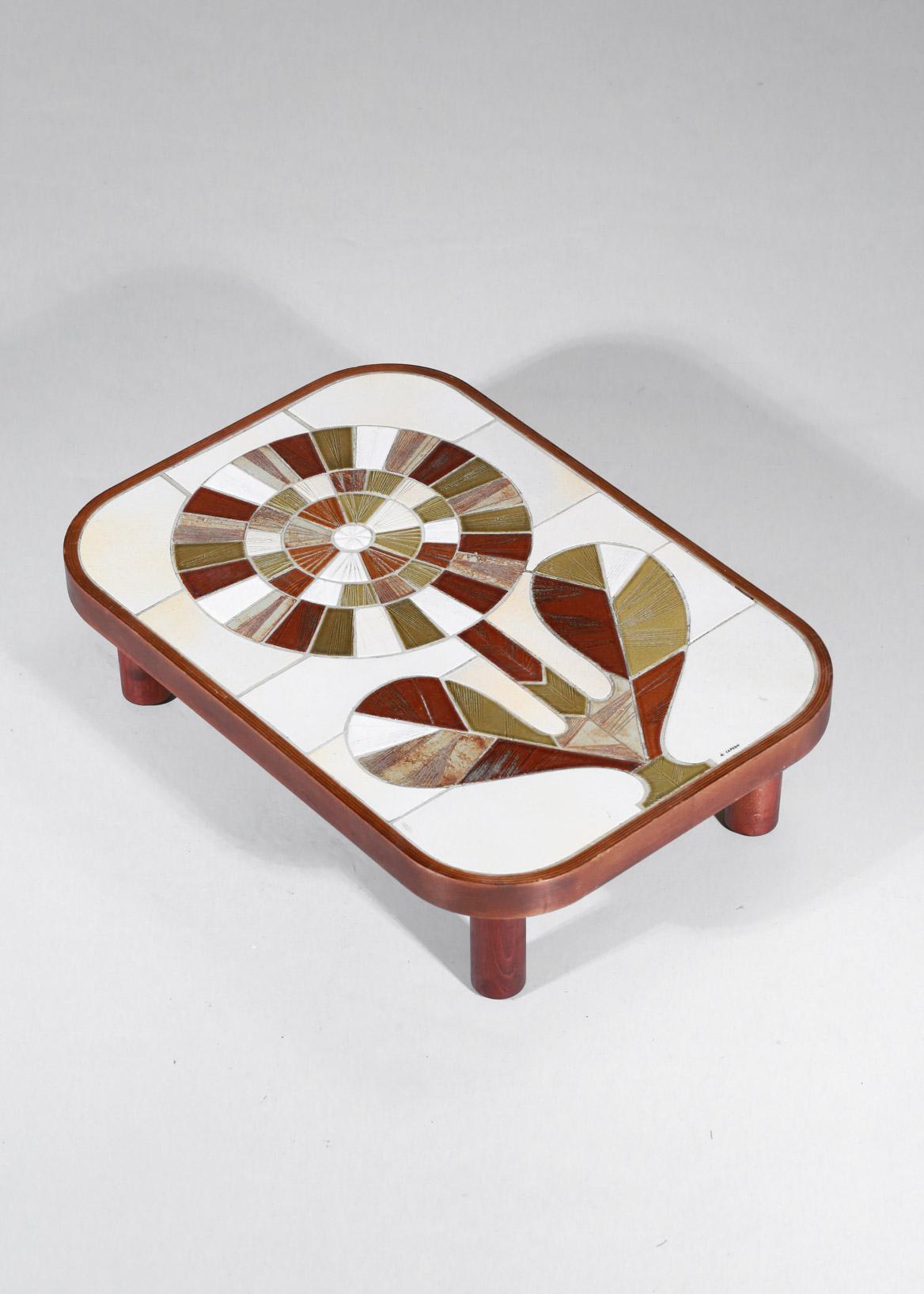 Coffee Table by French Ceramist Roger Capron in the Shape of a Flower In Good Condition In Lyon, FR