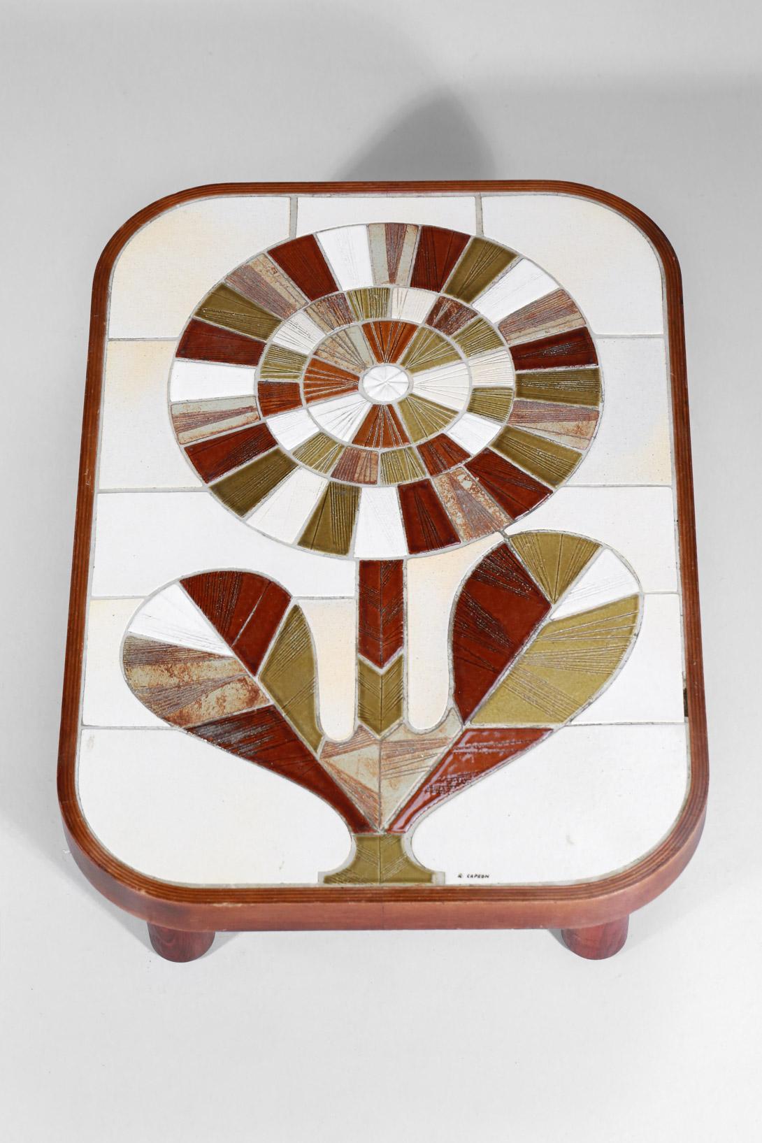 Mid-20th Century Coffee Table by French Ceramist Roger Capron in the Shape of a Flower