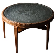 Mesa de centro de Georg Valfrid Ryman, de cristal y haya teñida, Suecia, 1945