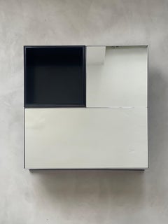 Table basse de Giovanni Ausenda, en miroir, acier inoxydable et laque noire, 1970