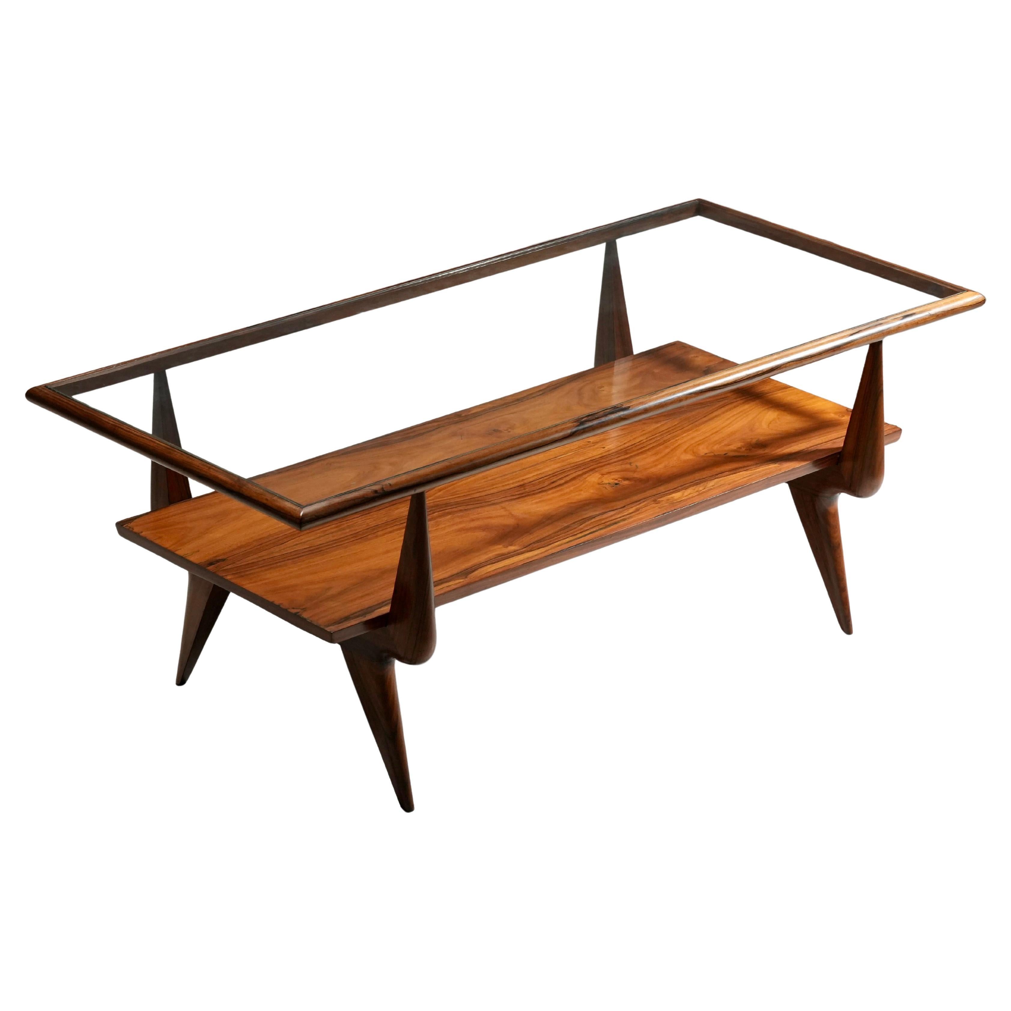 Table basse de Giuseppe Scapinelli en caviuna et verre, Brésil, années 1950
