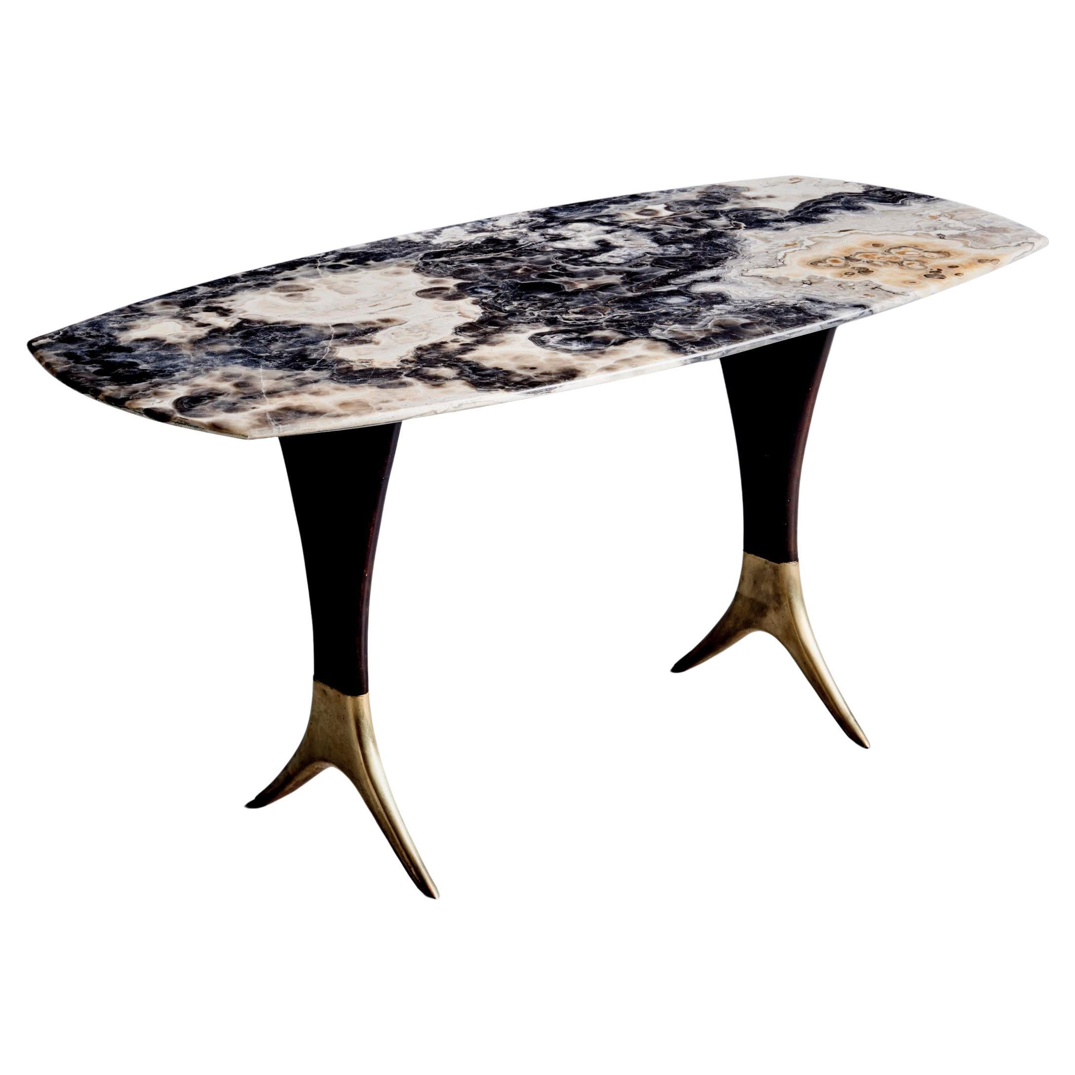 Table basse de Guglielmo Ulrich avec plateau en onyx poli en vente