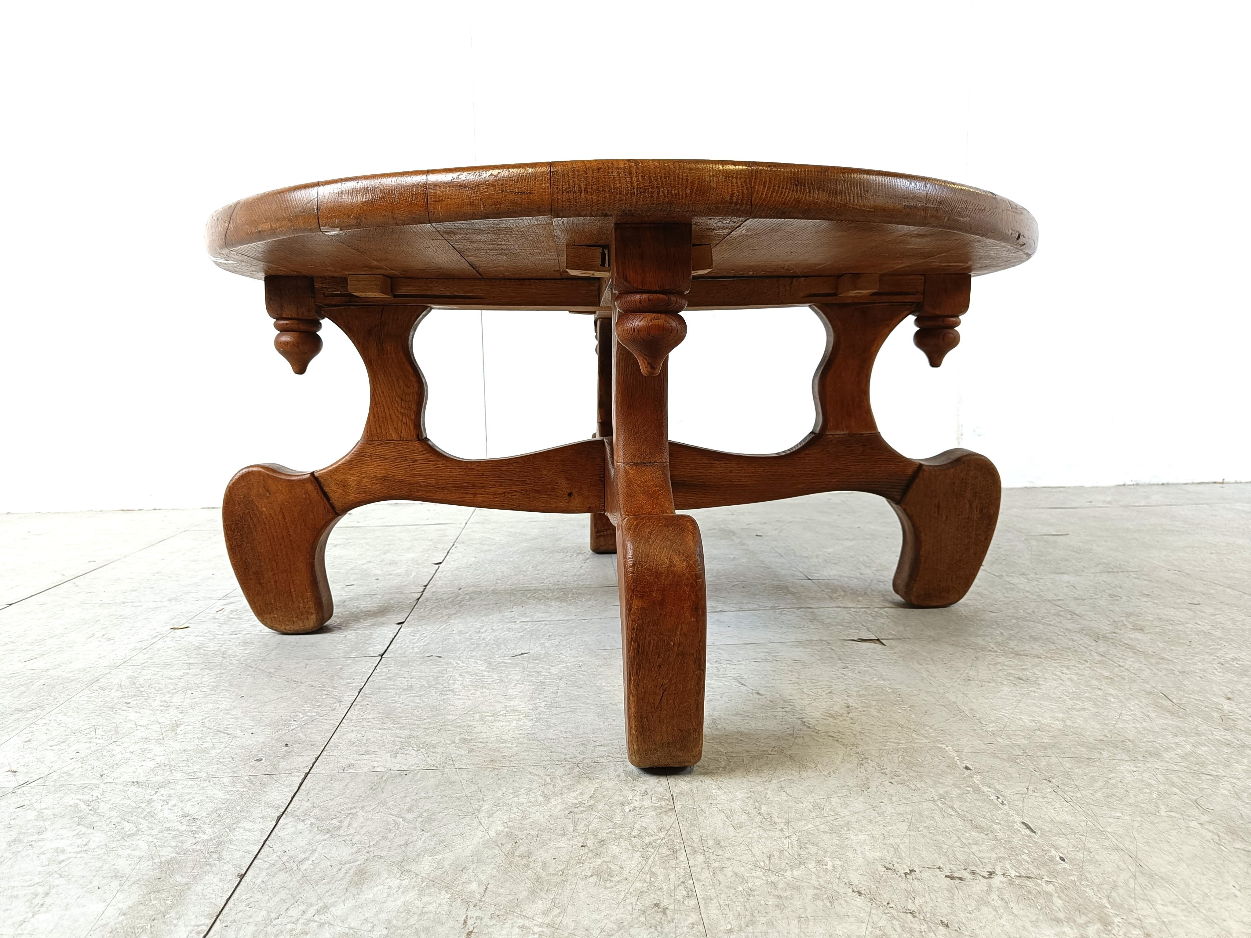 Oak Coffee table by Guillerme et Chambron, 1960s For Sale