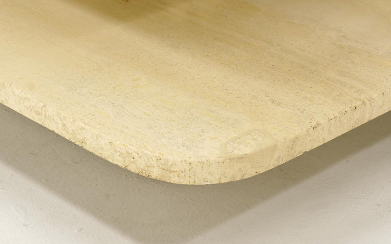 Mid-20th Century Coffee Table in the Style of Harvey Probber, Two-Tier Square Travertine Tops For Sale