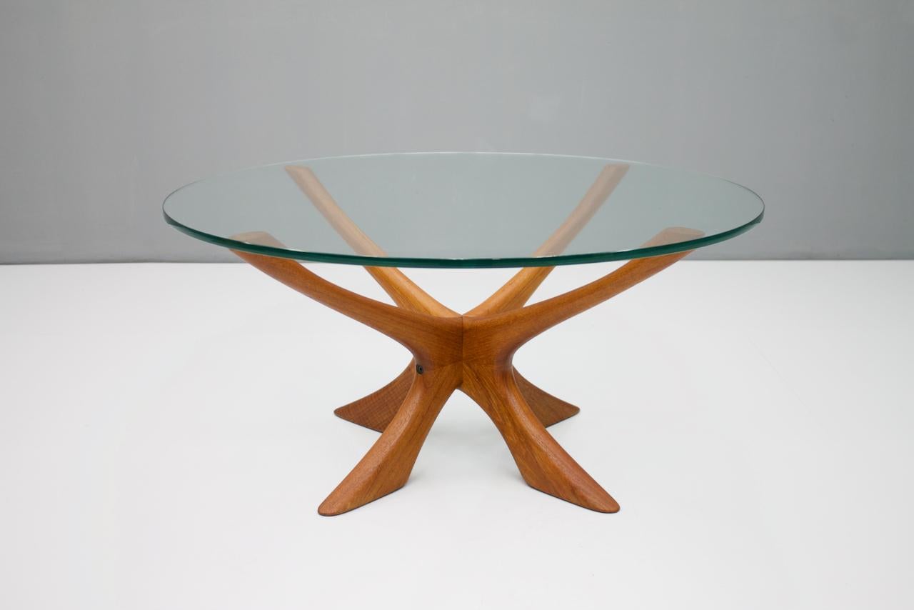 Coffee Table by Illum Wikkelso T-118 in Teak and Glass, Denmark, 1960s 4