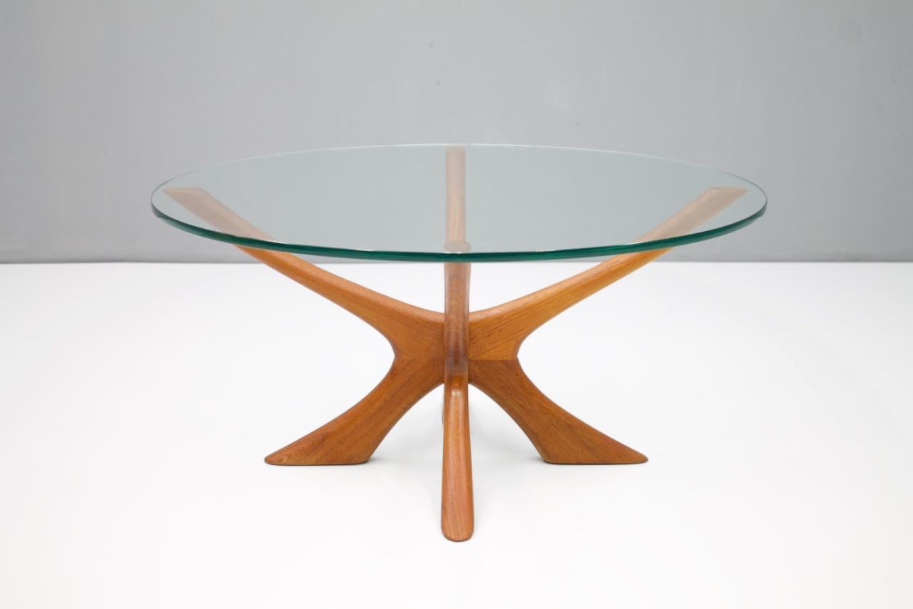 Coffee Table by Illum Wikkelso T-118 in Teak and Glass, Denmark, 1960s 5