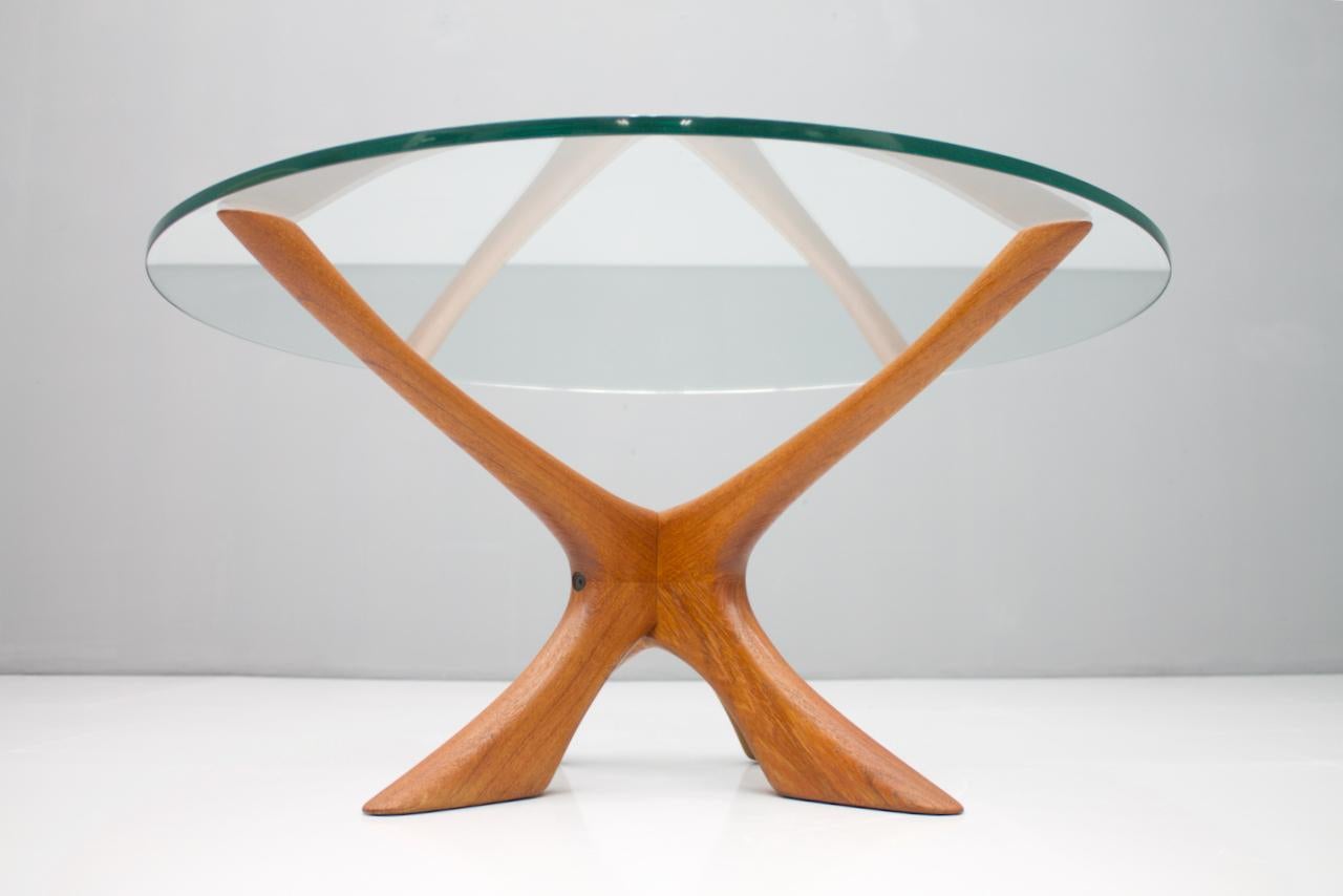Danish Coffee Table by Illum Wikkelso T-118 in Teak and Glass, Denmark, 1960s