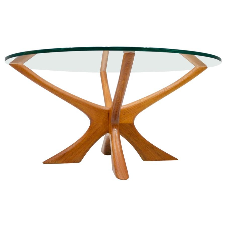 Coffee Table by Illum Wikkelso T-118 in Teak and Glass, Denmark, 1960s