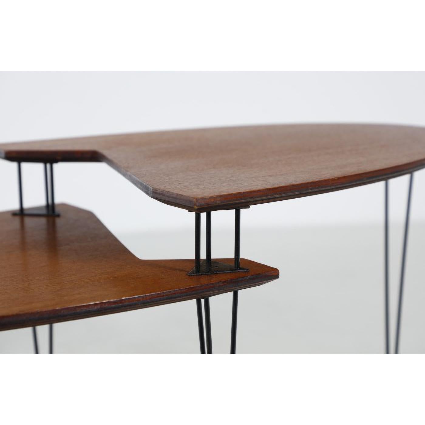 Coffee-table by ISA Bergamo Italy 1960s the coffe table has the trademark of the manufacture. In teak and legs pained metal.