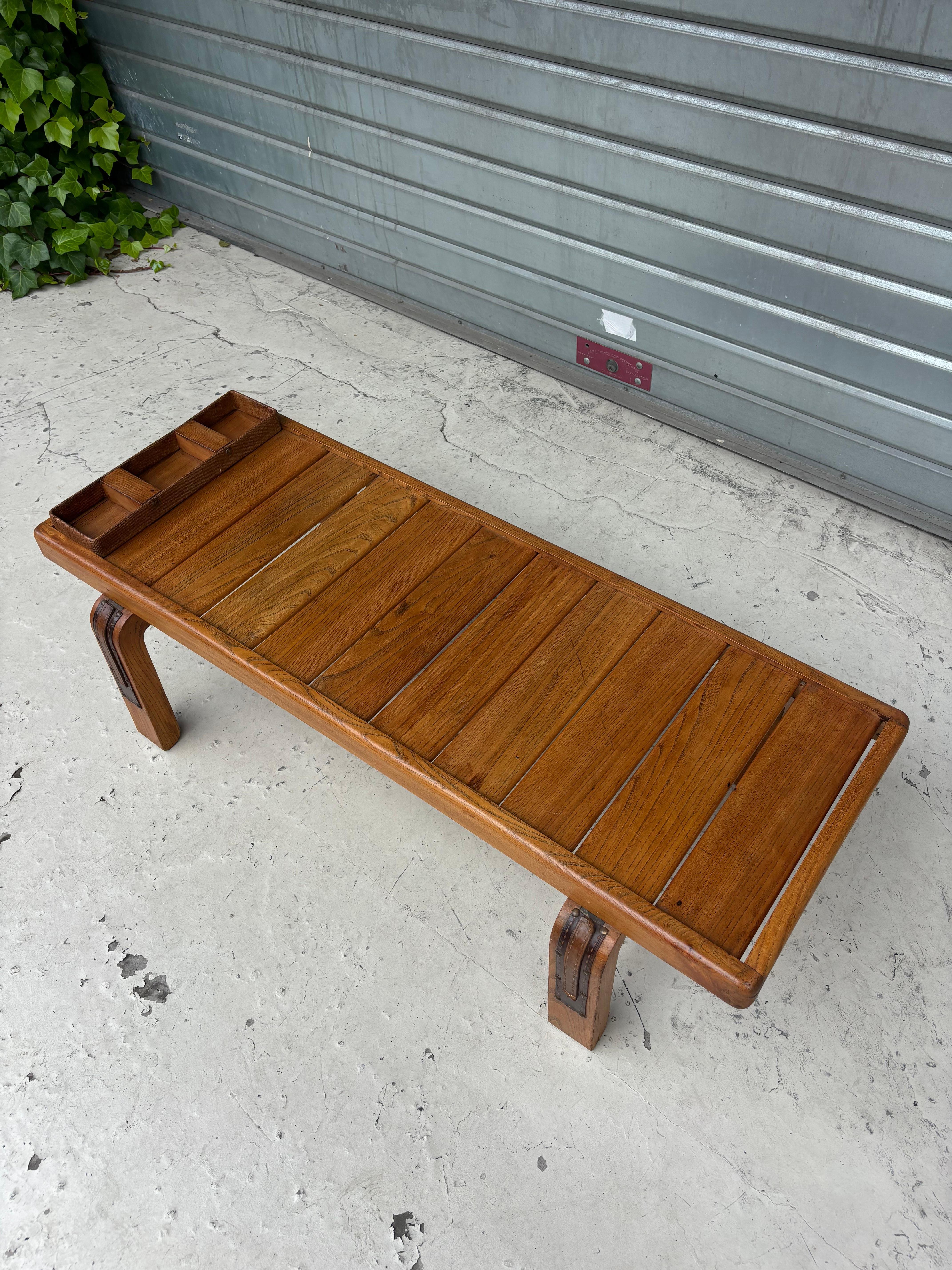 Leather Coffee table by Jacques Adnet For Sale