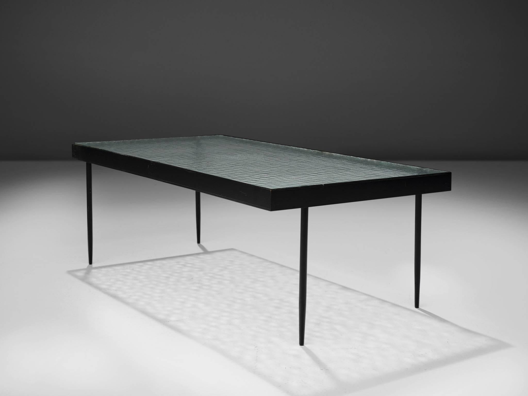 Mid-Century Modern Table basse Janni van Pelt en métal et verre