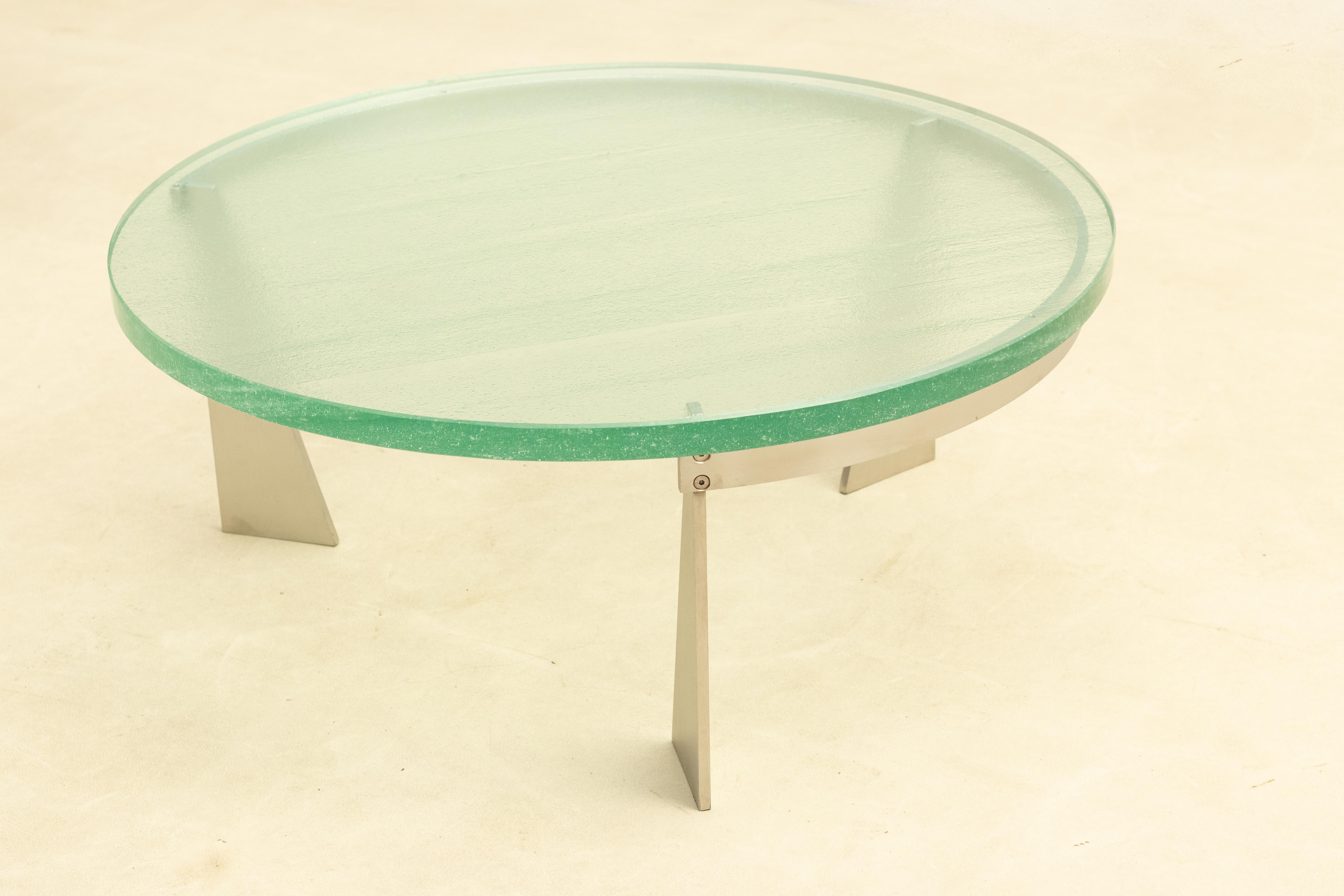 Steel and glass coffee table, Netherlands 1980s For Sale 8