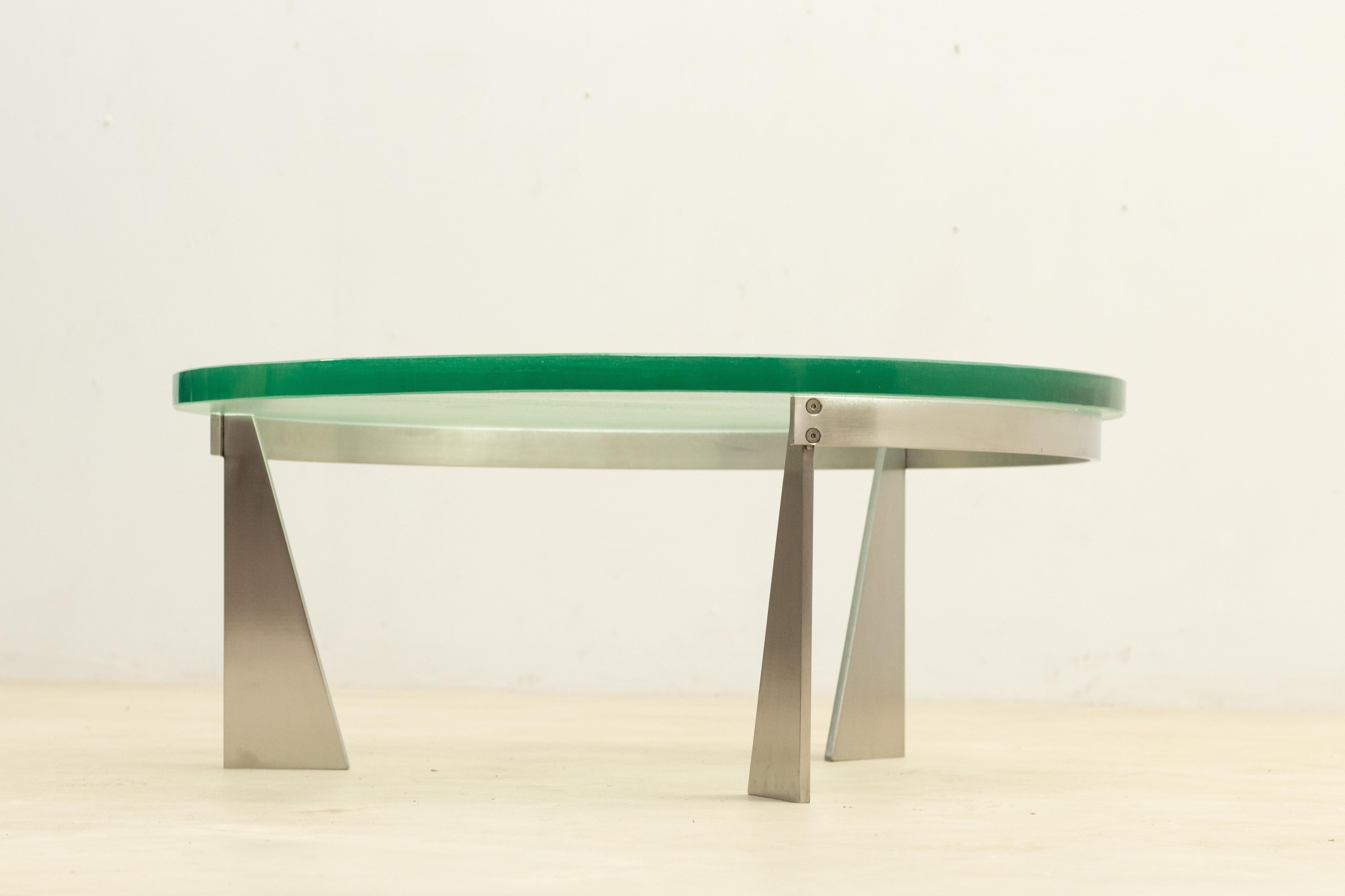 Steel and glass coffee table, Netherlands 1980s For Sale 10