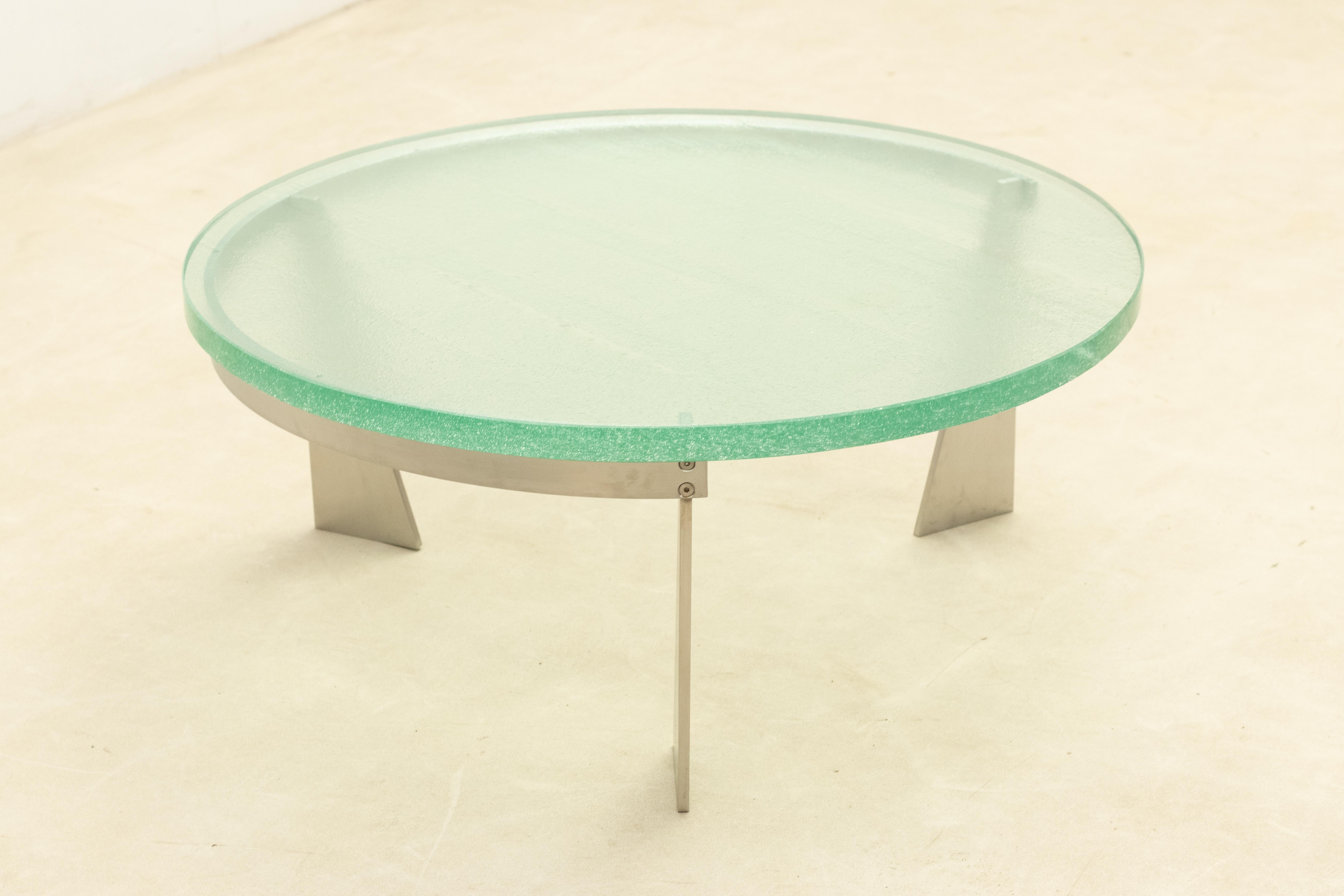 Mid-Century Modern Steel and glass coffee table, Netherlands 1980s For Sale