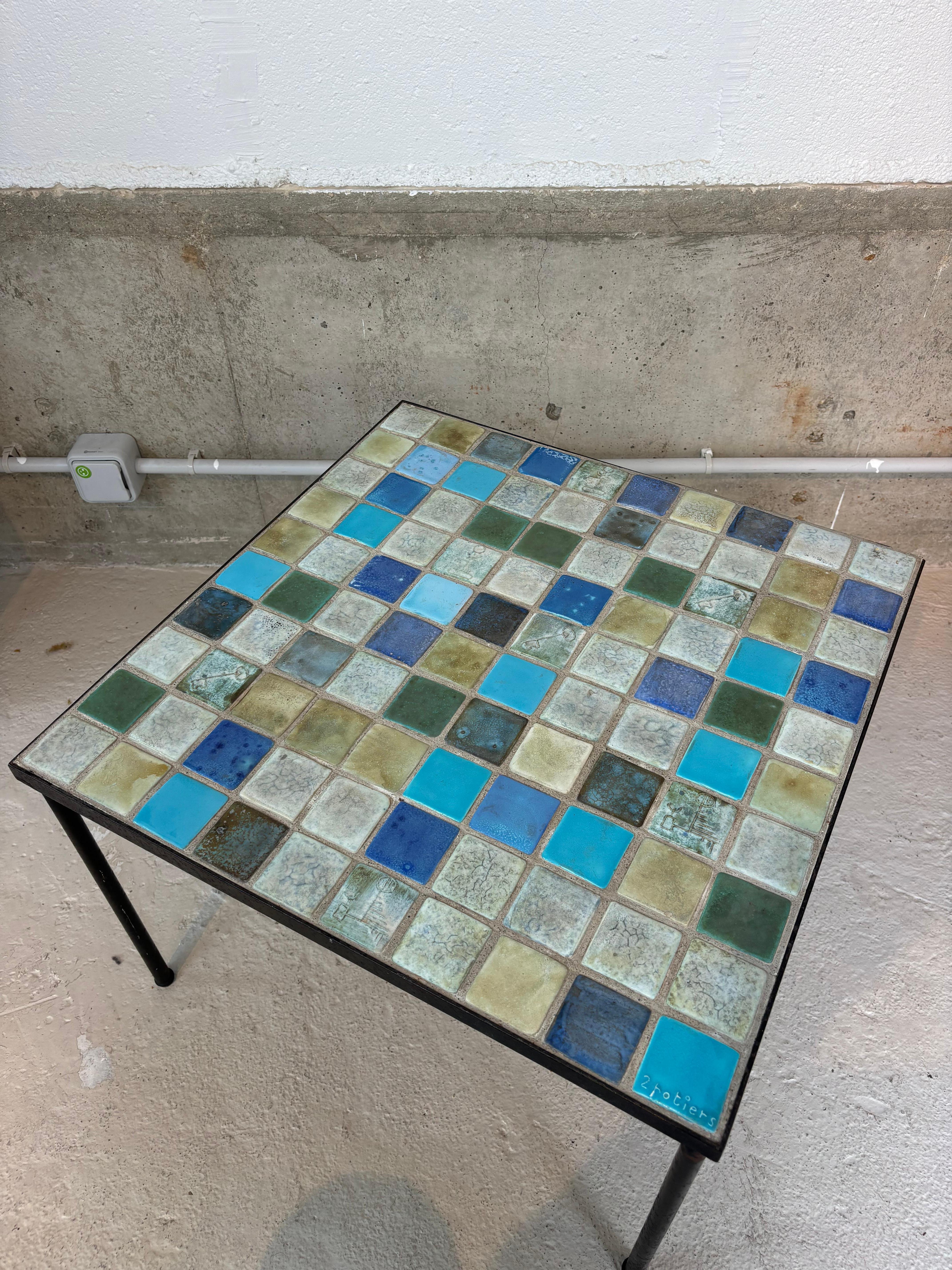 Coffee table by les 2 Potiers In Good Condition For Sale In SAINT-OUEN-SUR-SEINE, FR