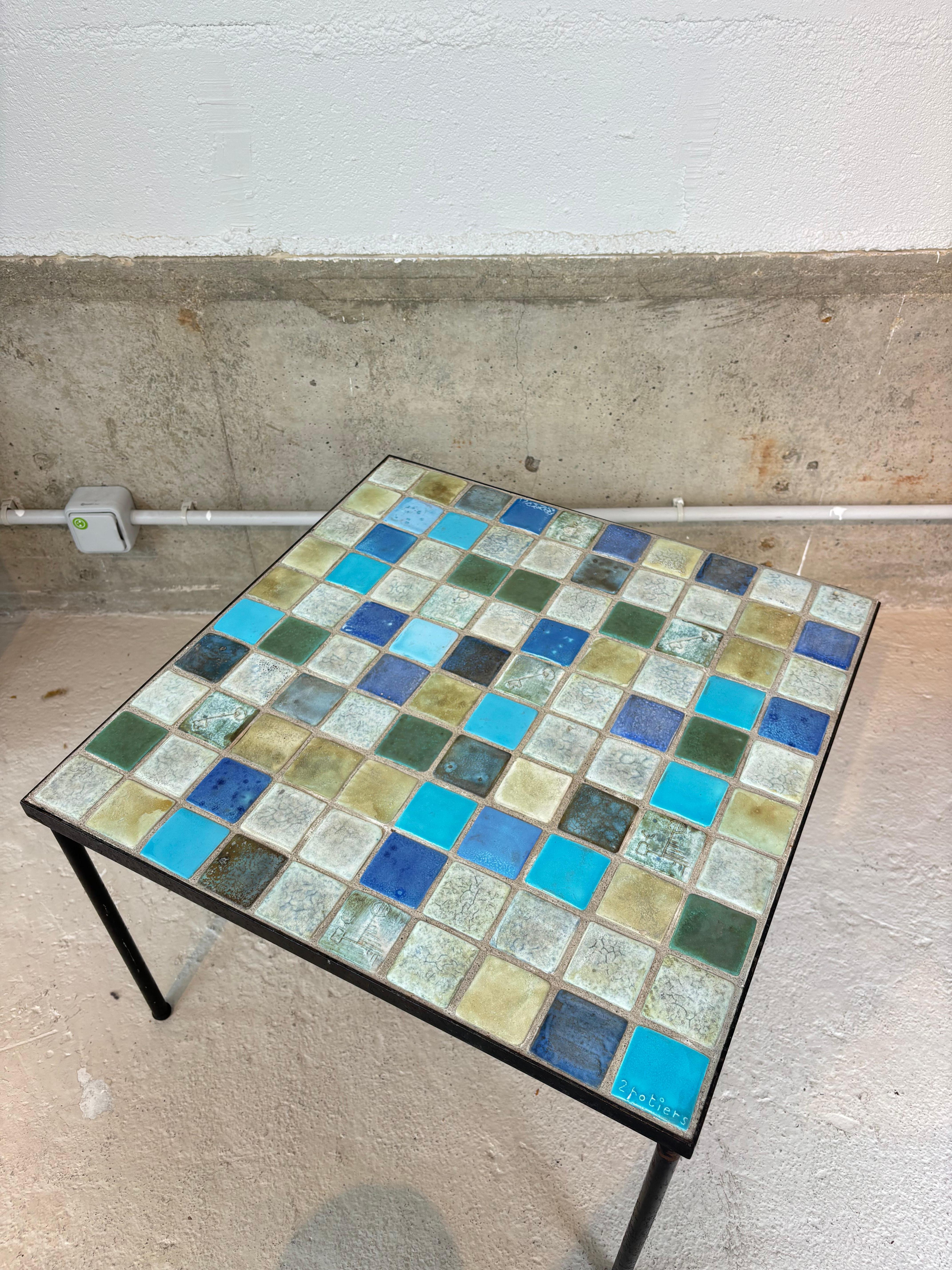 Mid-20th Century Coffee table by les 2 Potiers For Sale
