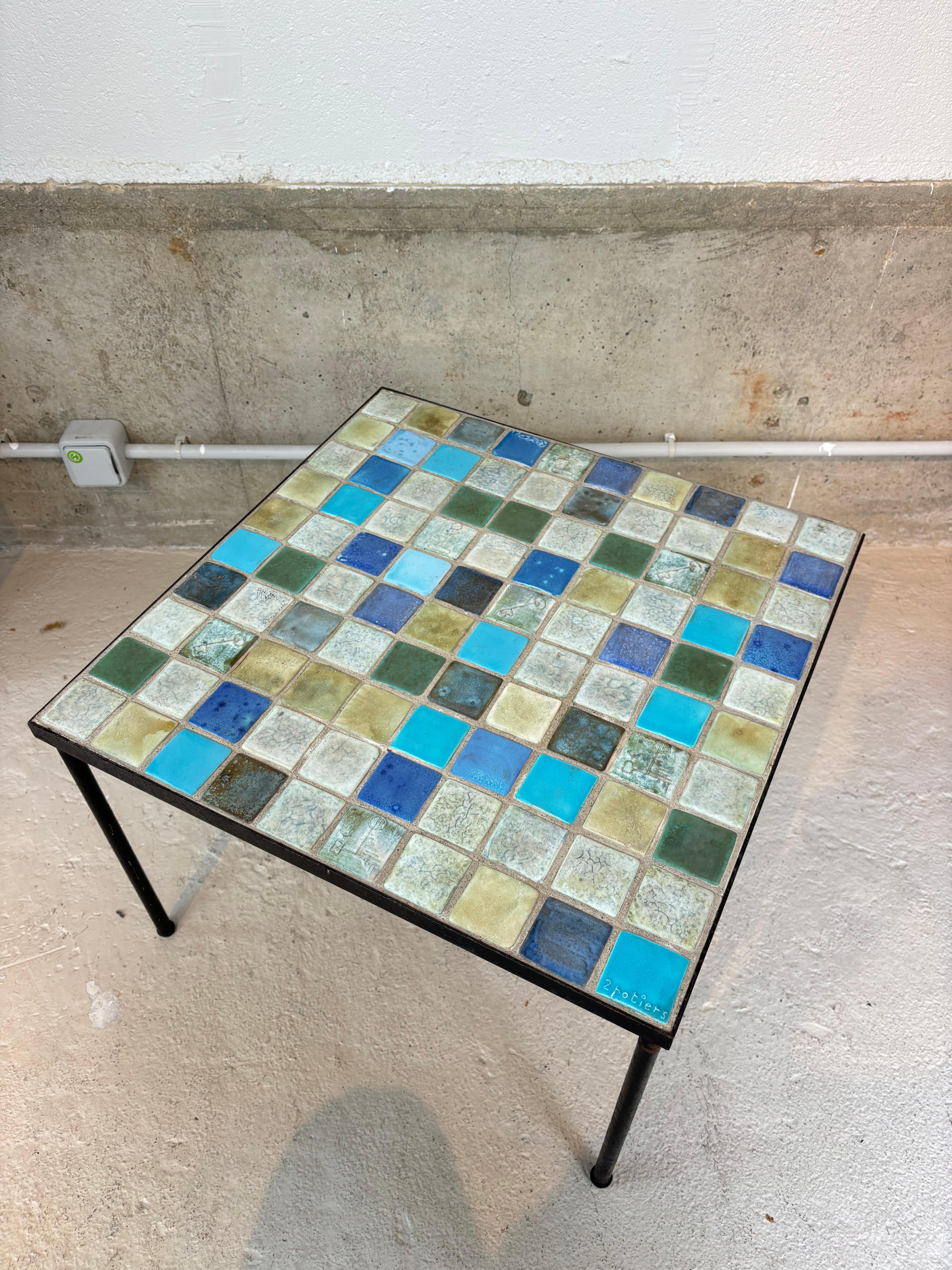 Ceramic Coffee table by les 2 Potiers For Sale