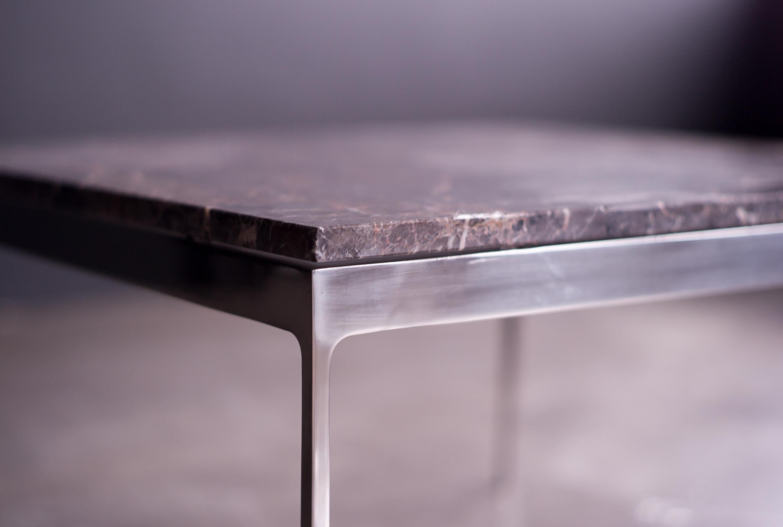 Polished Coffee Table by Nicos Zographos with Spectacular Stone Top