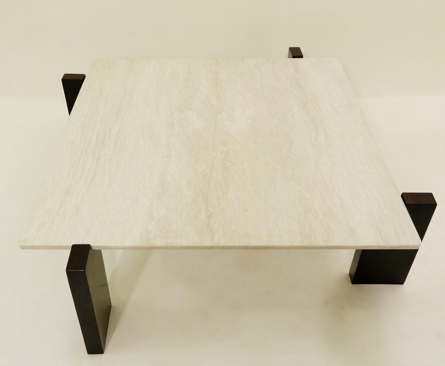 Coffee table by Oscar Niemeyer for Tepperman Brasile, 1970s - Aegean marble top and ebonized wood legs.