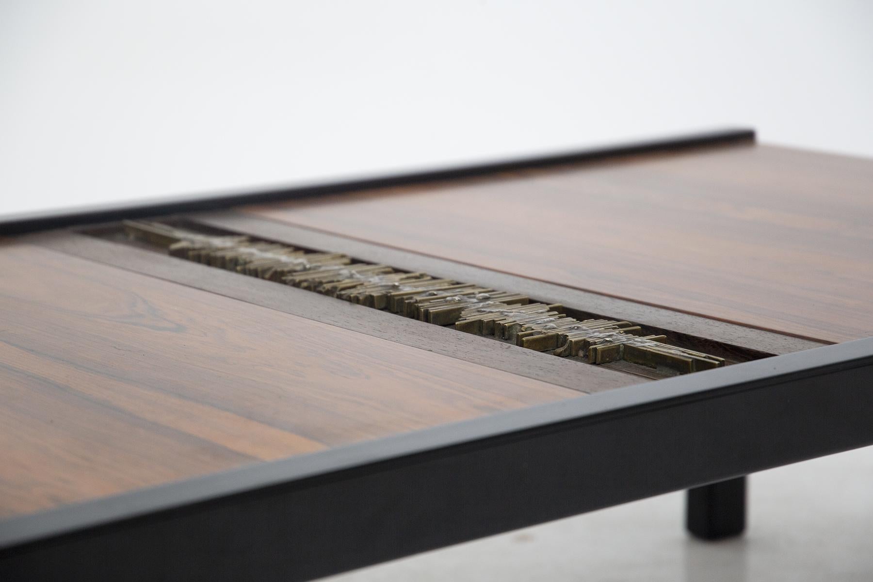 Metal Coffee Table by Osvaldo Borsani & Eugenio Gerli in Wood and Brass Mod. T68 For Sale